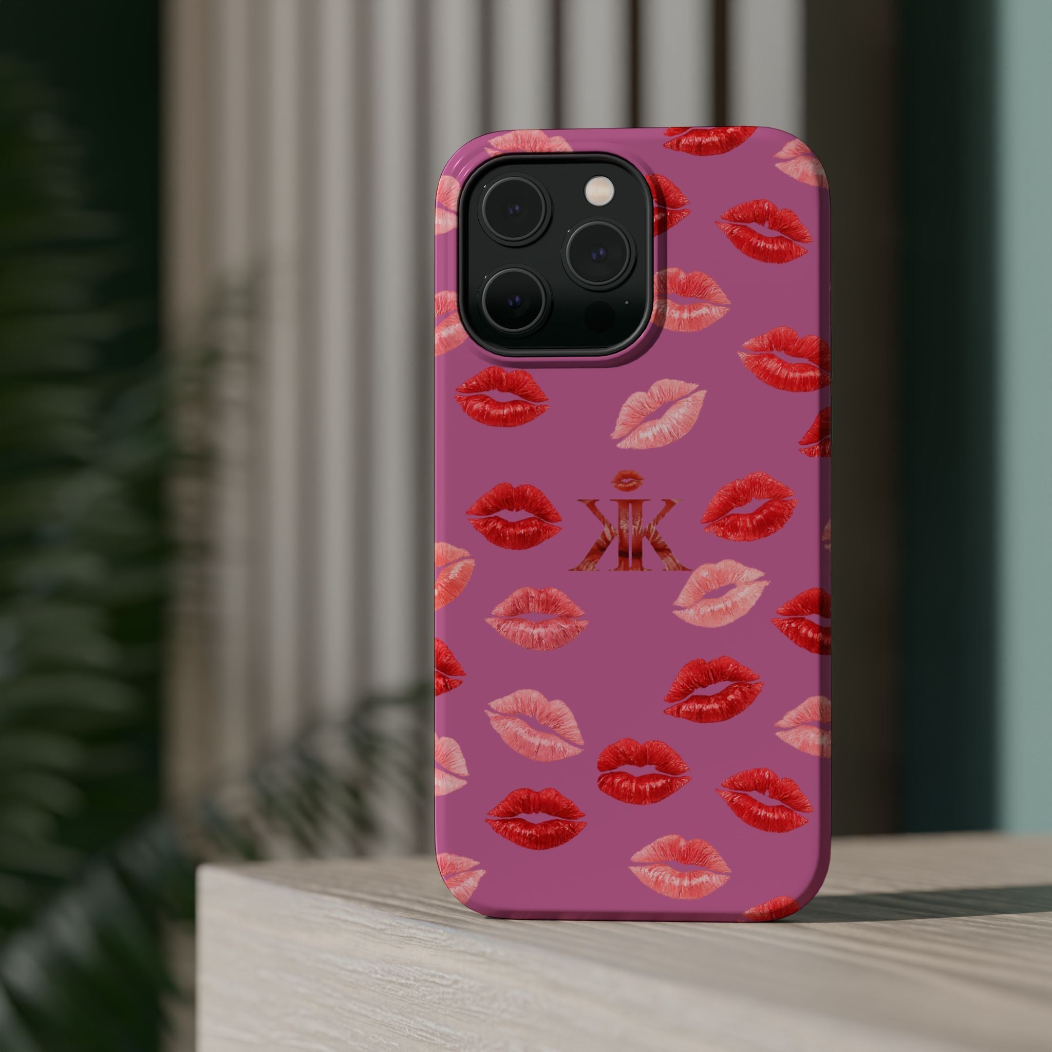 Psyche Collection Light Pink - Kiss Pattern Magnetic Impact Phone Case
