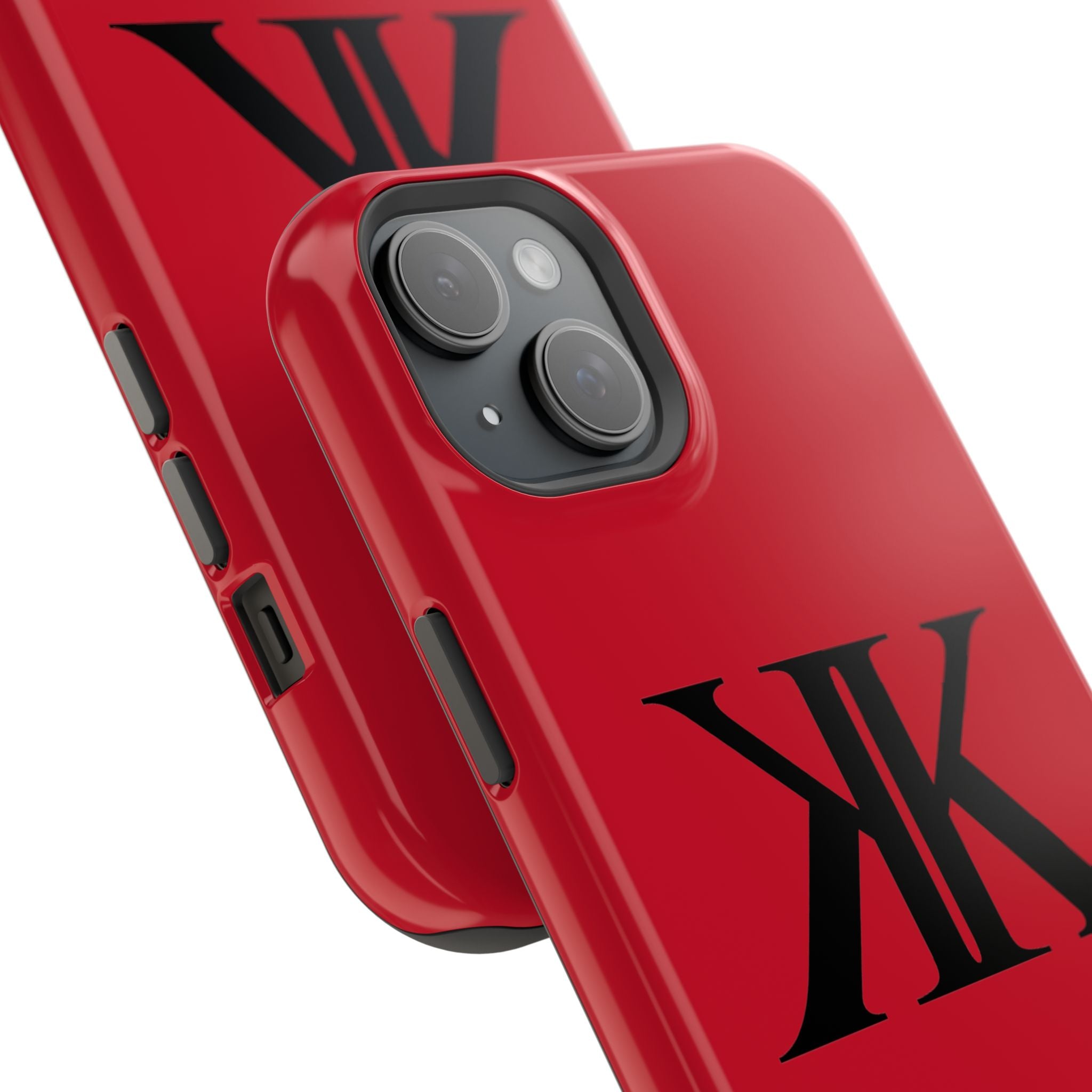 Magnetic Impact-Resistant RED Case with Bold KK Monogram