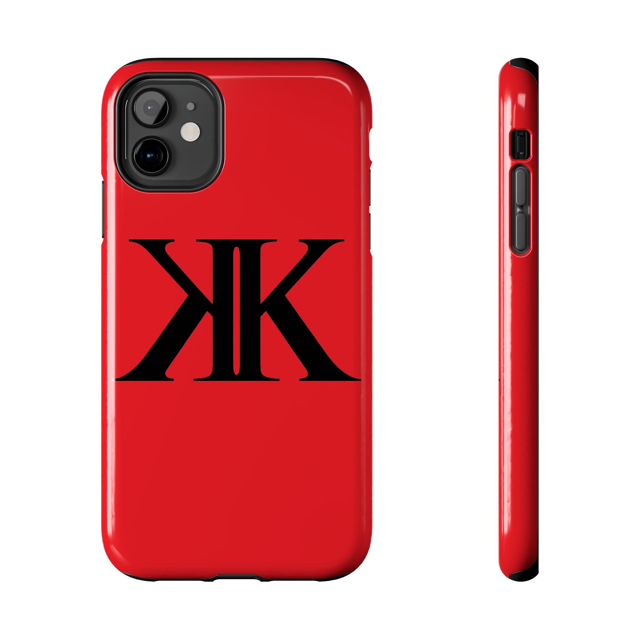 Monogram 'KK' RED Tough Phone Case — Minimal Black Initials Protective Cover