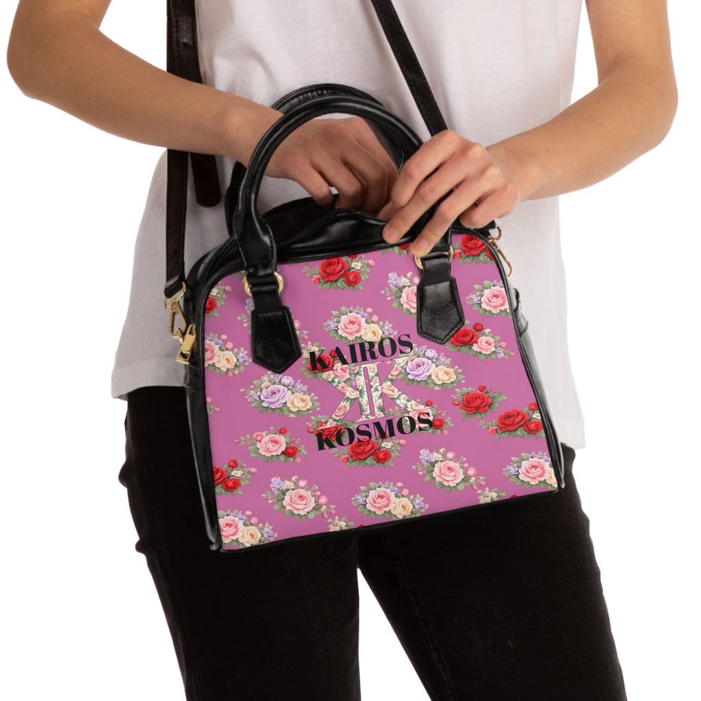 Anthos Collection Light Pink Vintage Floral 'Kairos Kosmos' Shoulder Handbag