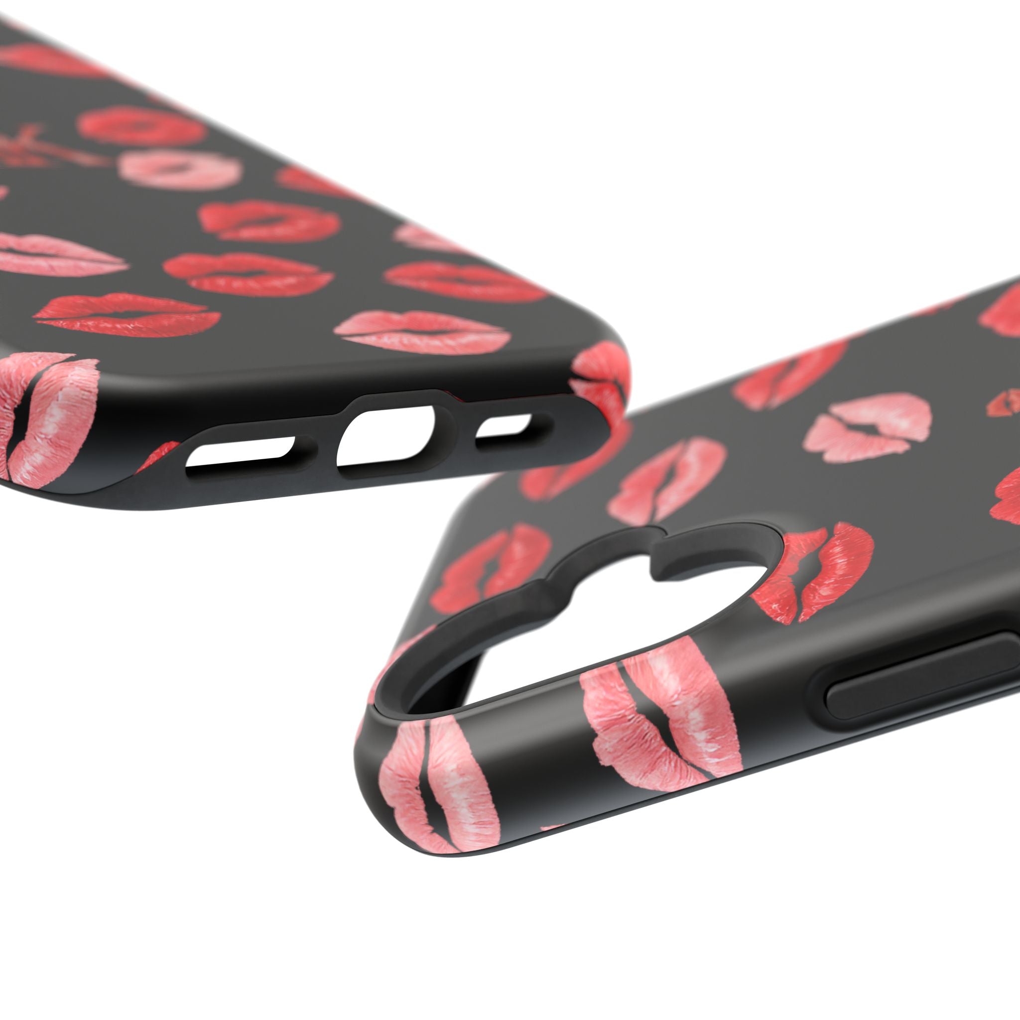Psyche Collection BLACK - Kiss Pattern Magnetic Impact Phone Case