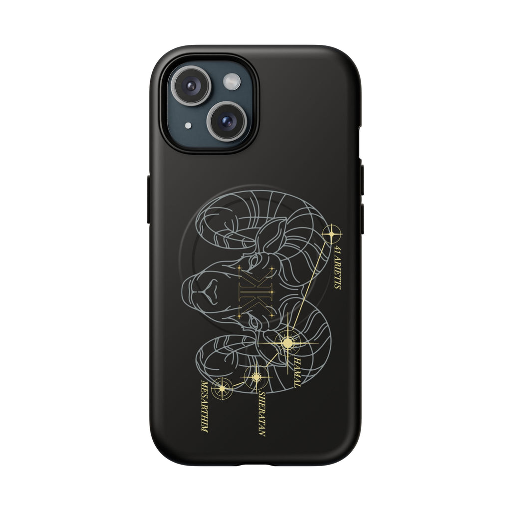 Aether Collection BLACK Aries Tough Magnetic Phone Case — Minimal Zodiac Design