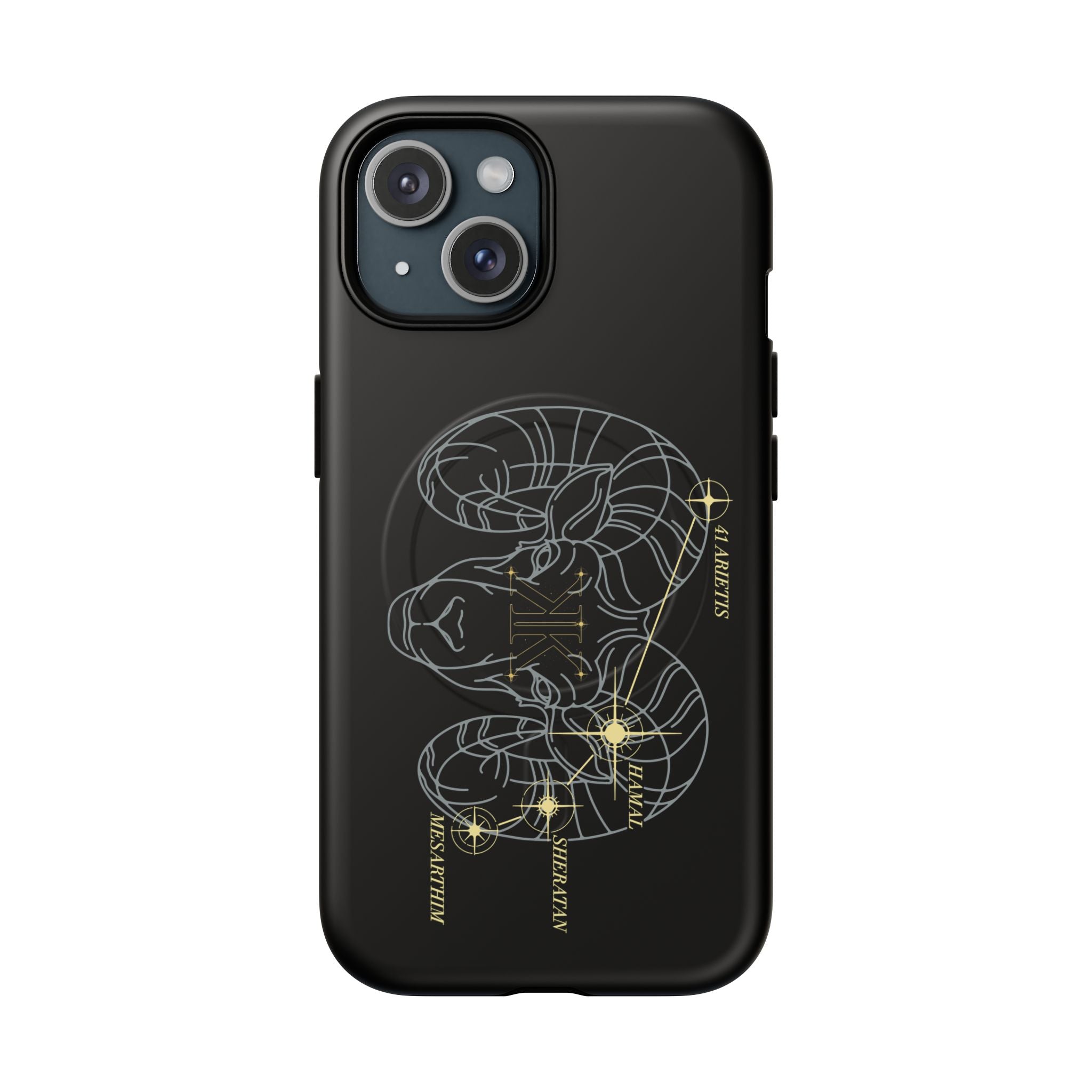 Aether Collection BLACK Aries Tough Magnetic Phone Case — Minimal Zodiac Design