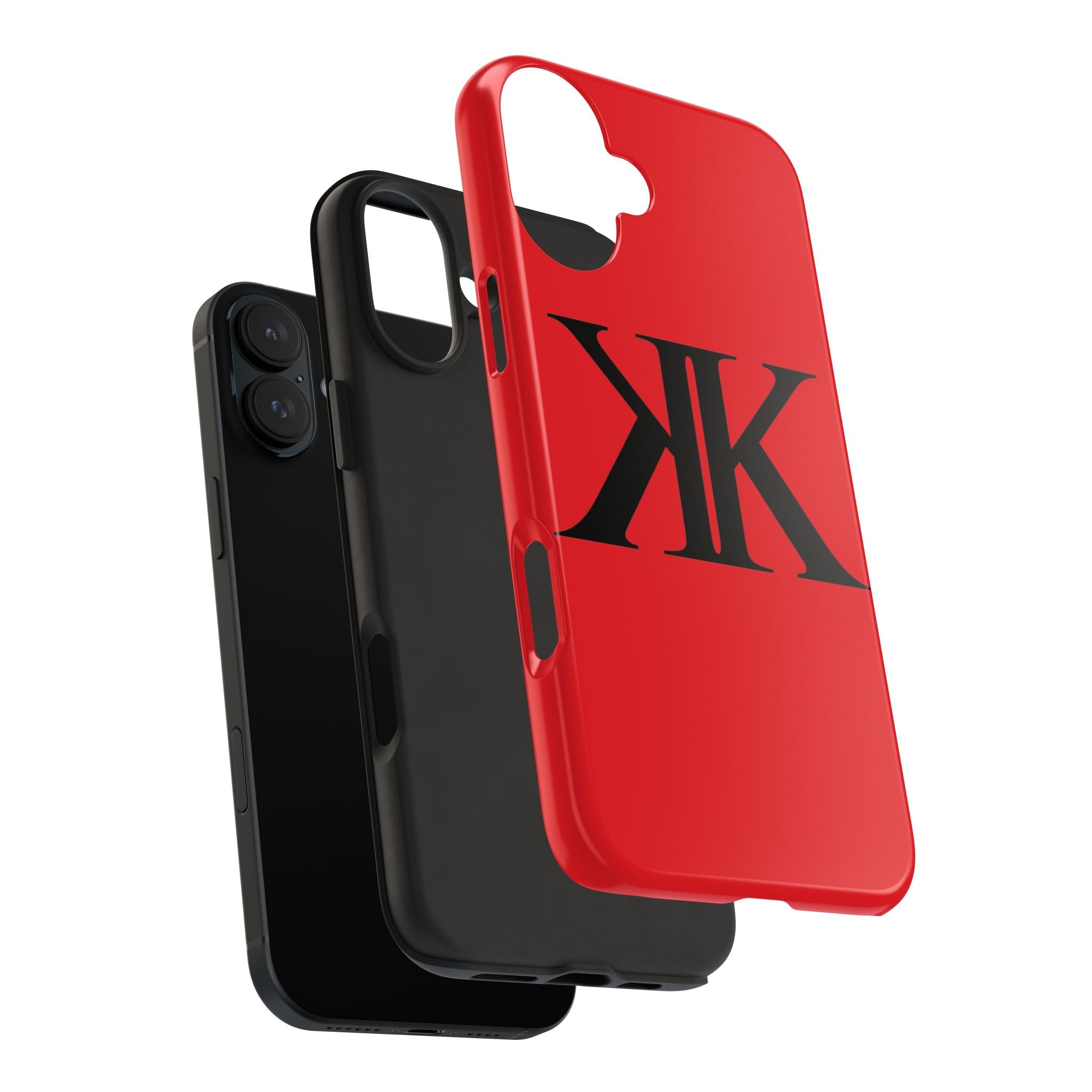 Monogram 'KK' RED Tough Phone Case — Minimal Black Initials Protective Cover