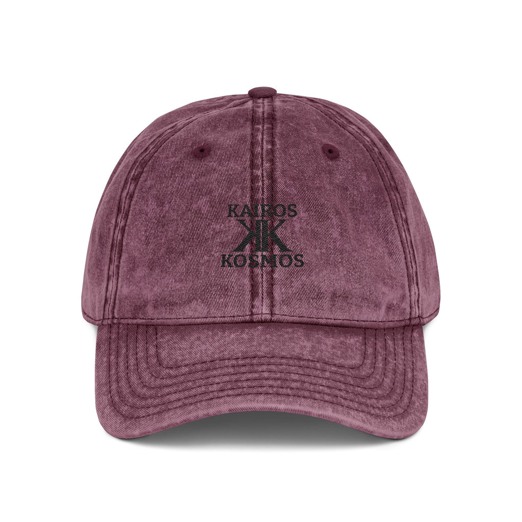 Vintage Embroidered Cap — Kairos Kosmos Logo Distressed Baseball Hat