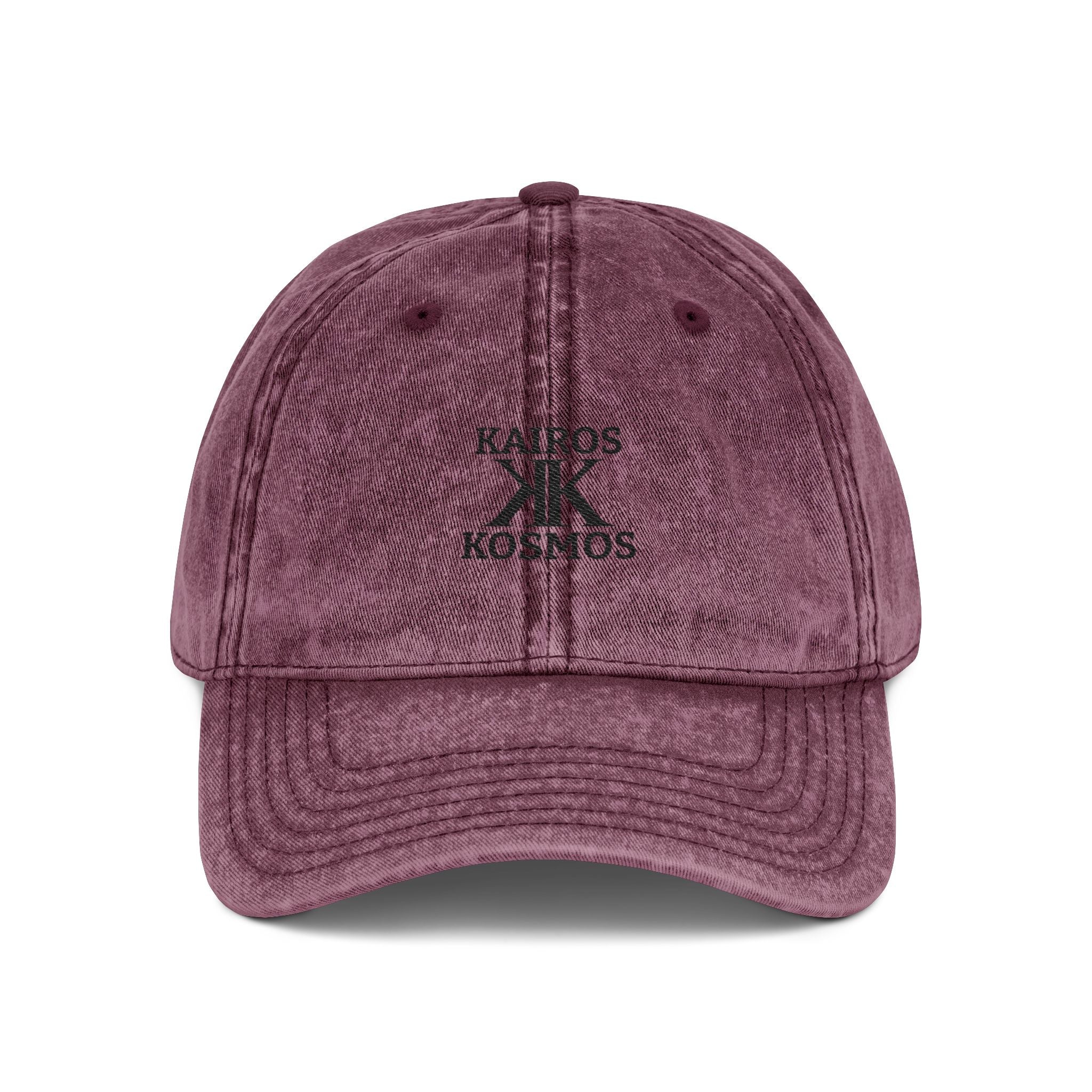 Vintage Embroidered Cap — Kairos Kosmos Logo Distressed Baseball Hat