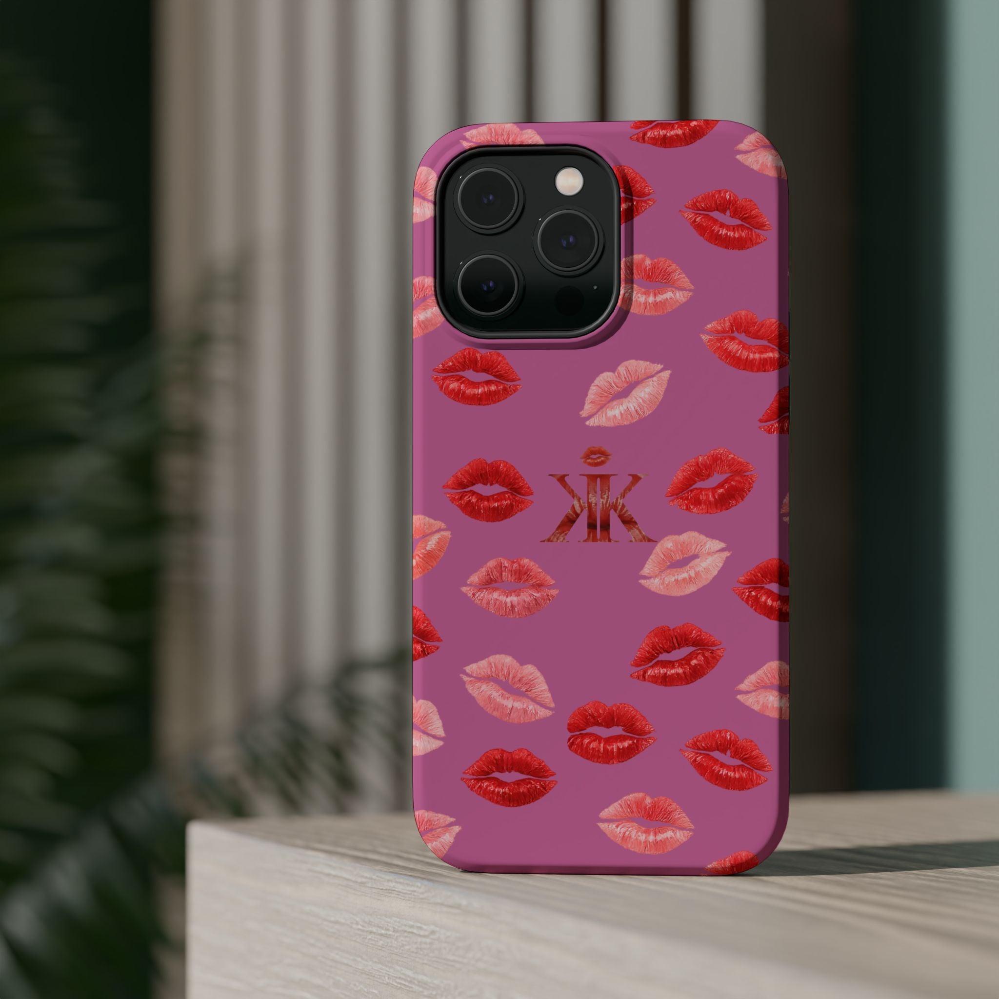 Psyche Collection Light Pink - Kiss Pattern Magnetic Impact Phone Case