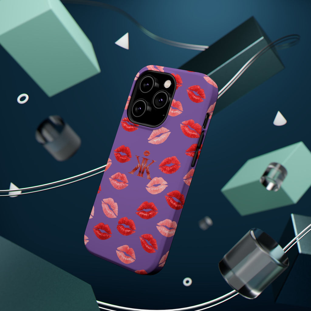 Psyche Collection Light Purple - Kiss Pattern Magnetic Impact Phone Case