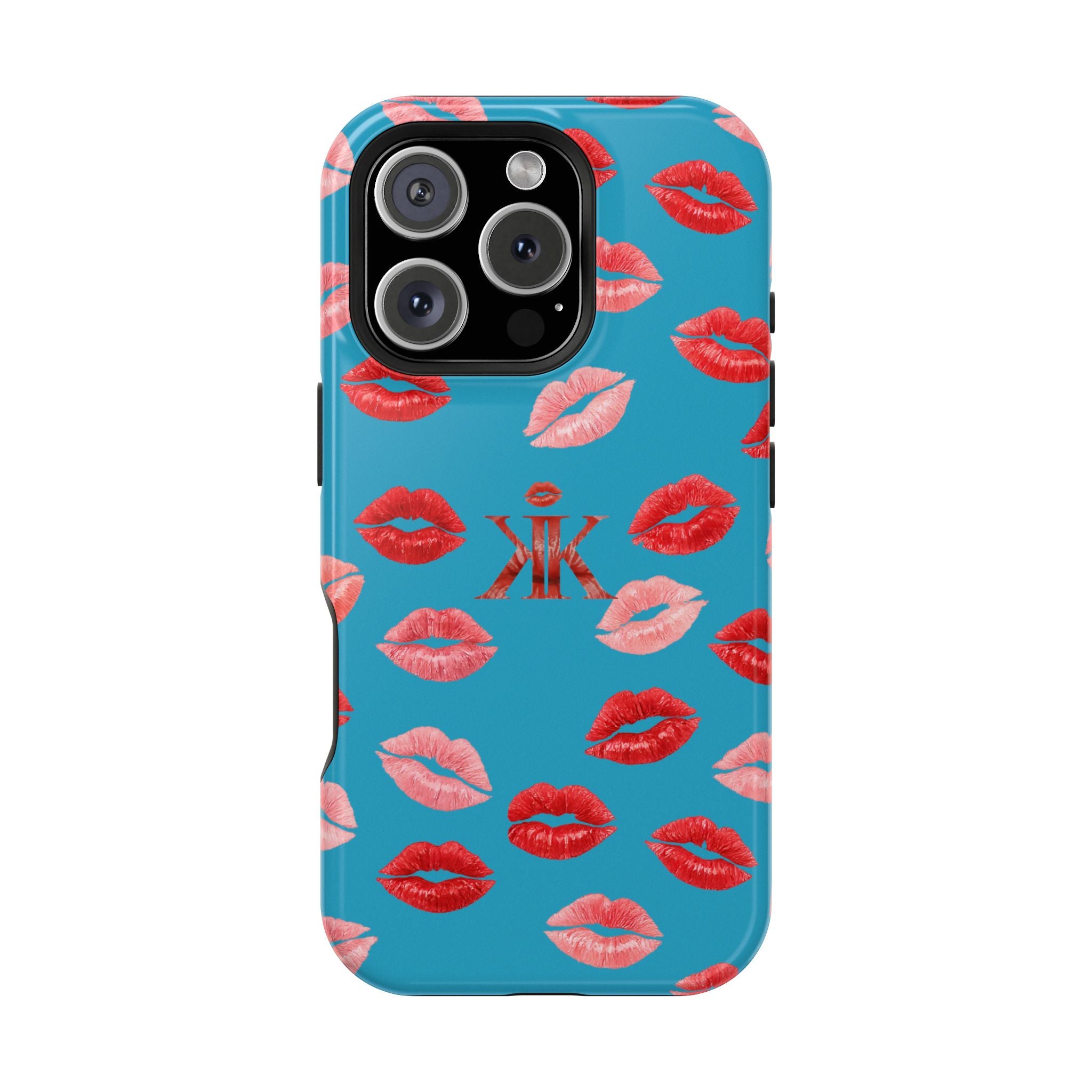Psyche Collection Turquoise - Kiss Pattern Magnetic Impact Phone Case