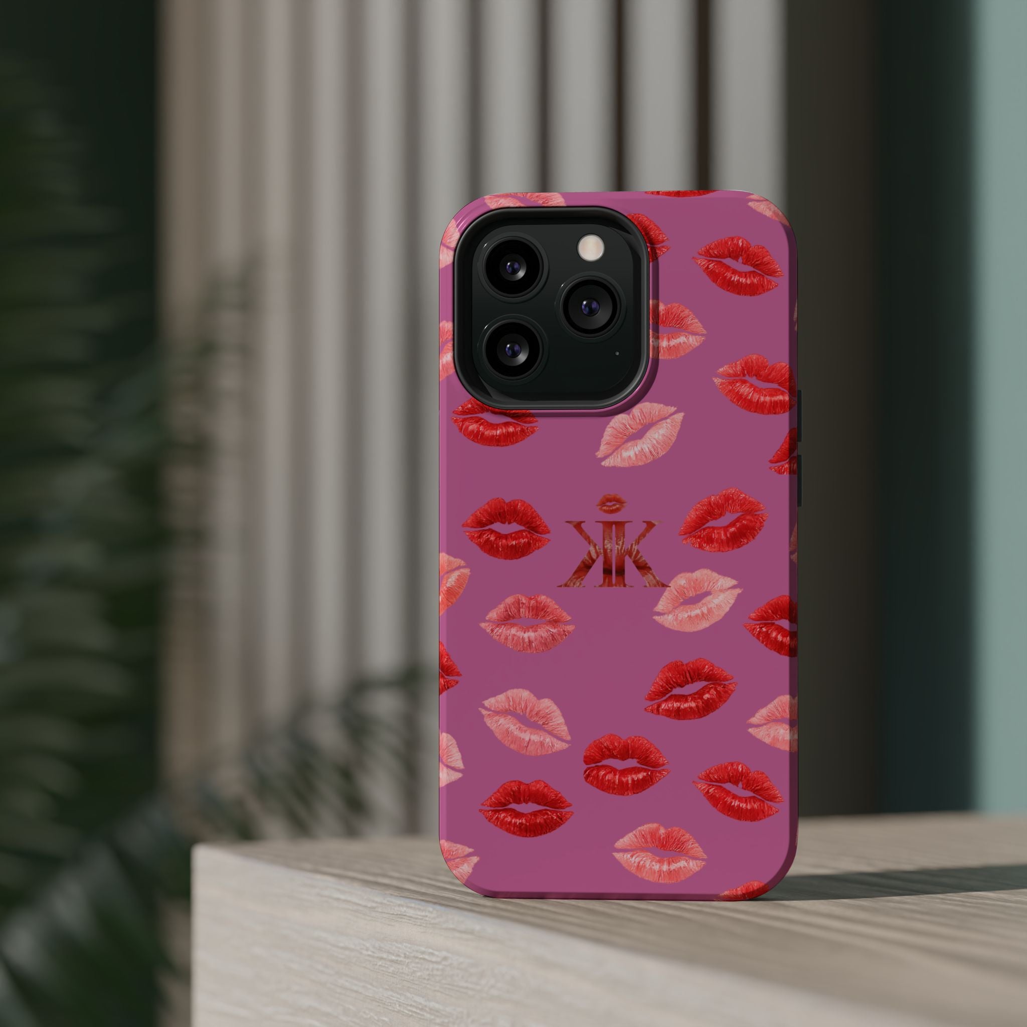 Psyche Collection Light Pink - Kiss Pattern Magnetic Impact Phone Case