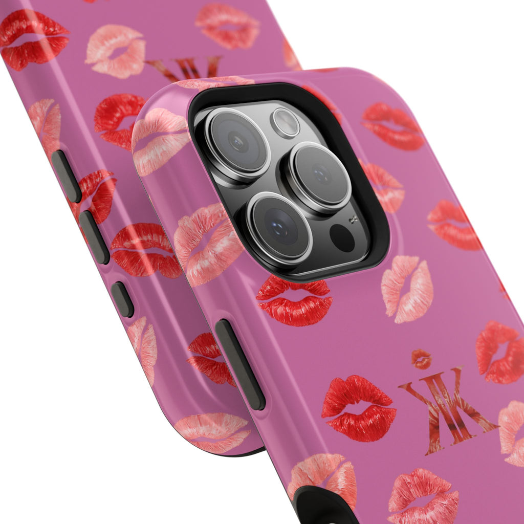 Psyche Collection Light Pink - Kiss Pattern Magnetic Impact Phone Case