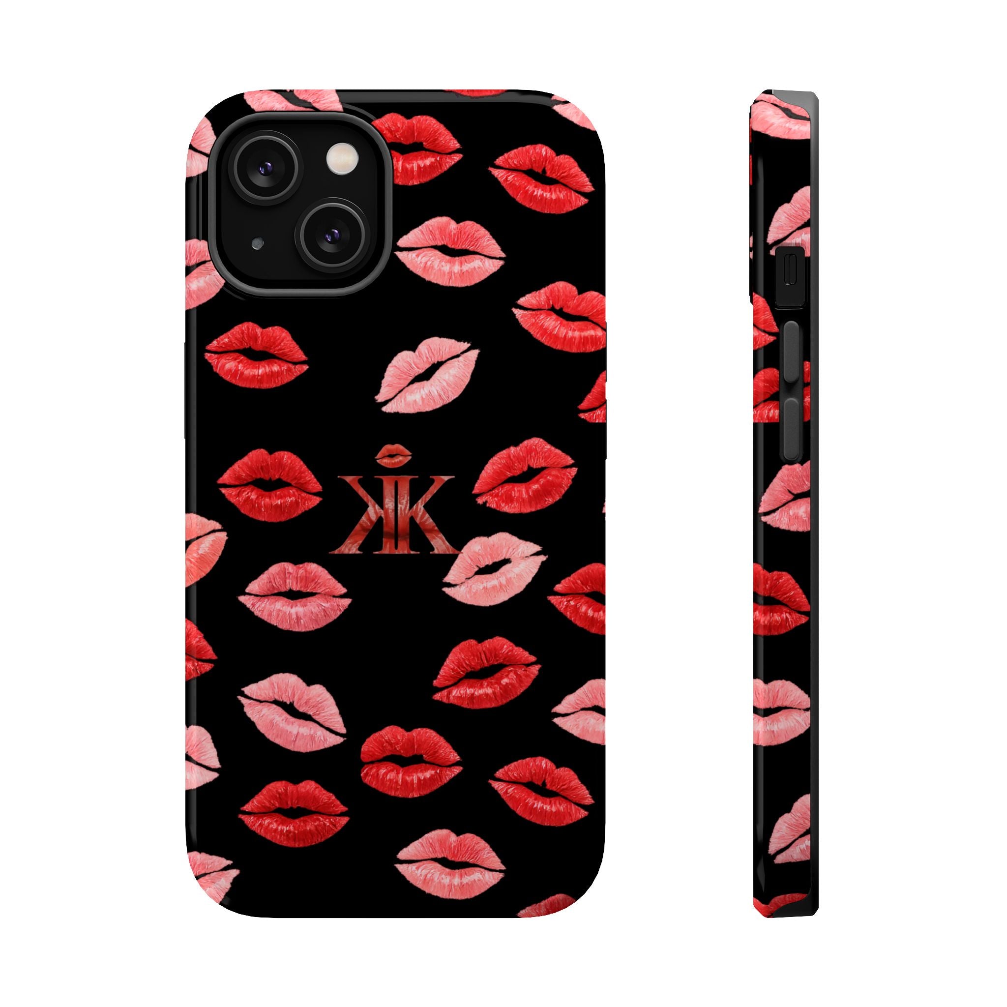 Psyche Collection BLACK - Kiss Pattern Magnetic Impact Phone Case