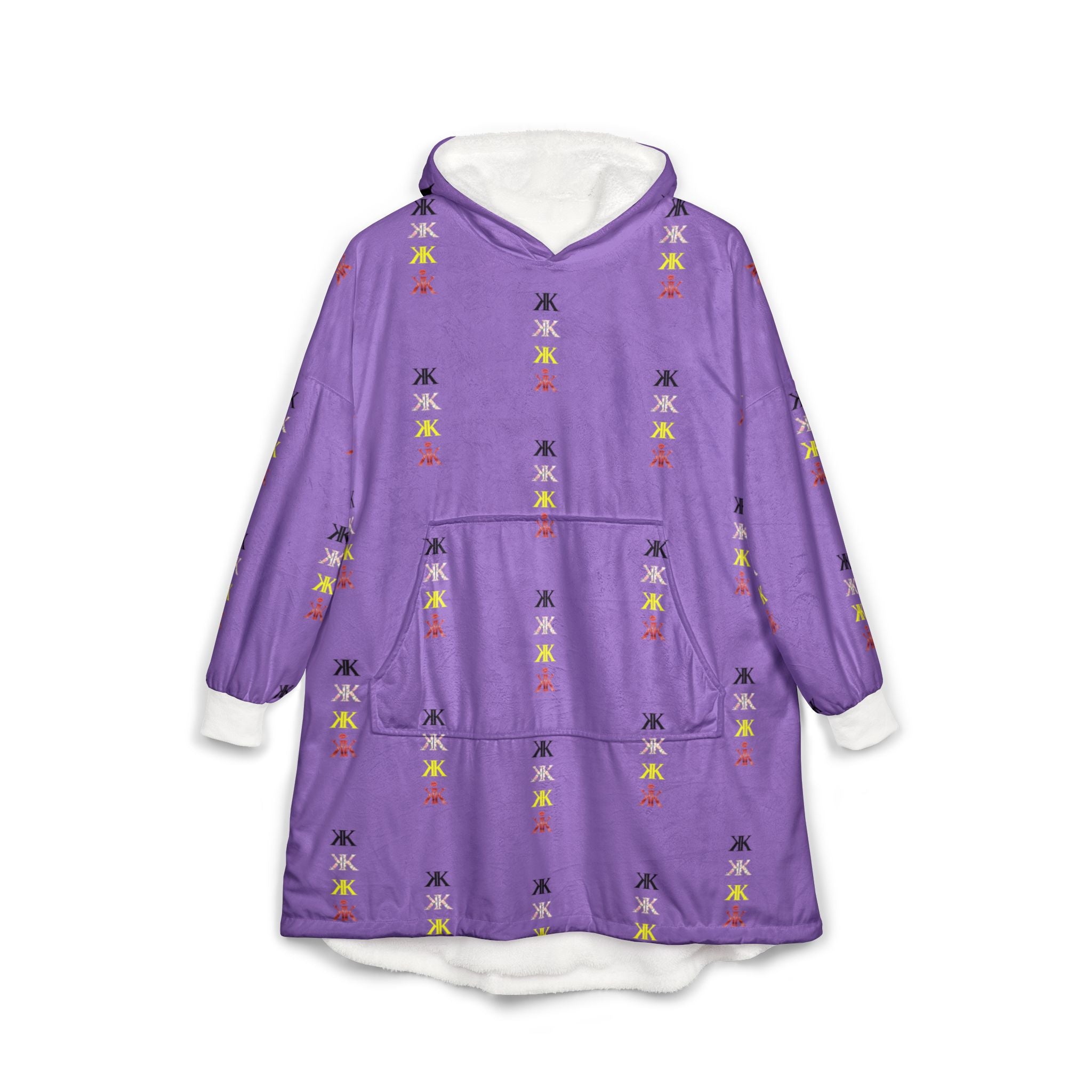 Sigil Collection Light Purple Hooded Blanket — Cozy White Patterned Lounge Poncho