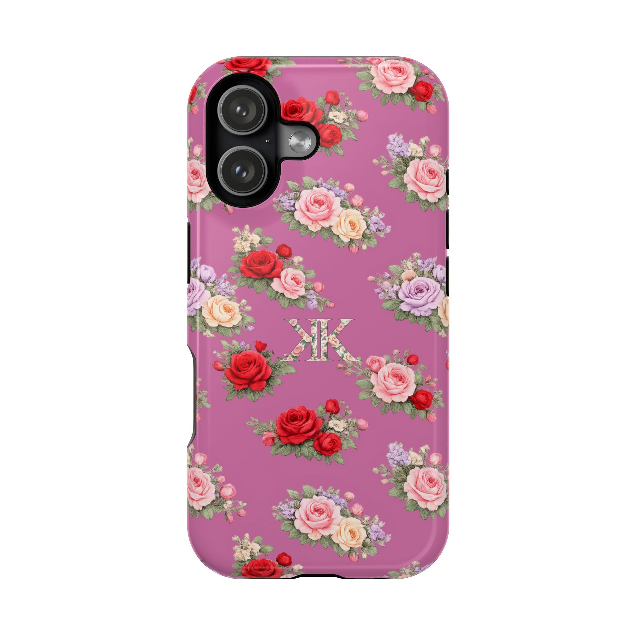 Anthos Collection Light Pink  Vintage Floral Rose Pattern Magnetic Impact-Resistant Phone Case