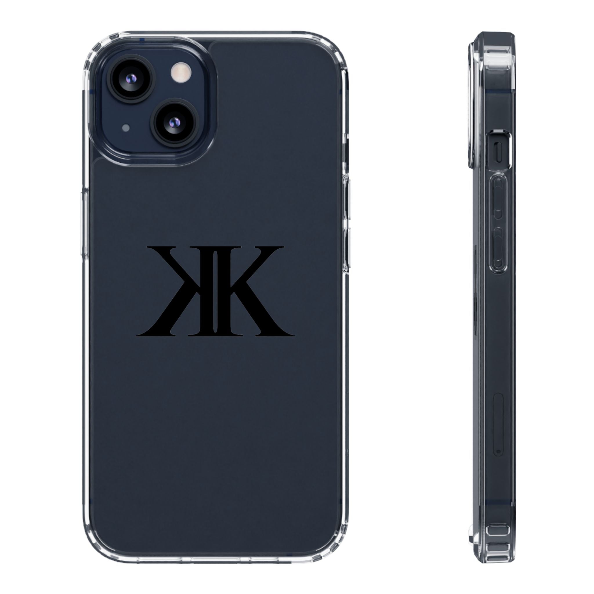 Kairos Kosmos Clear Phone Case — Minimal Black KK Monogram