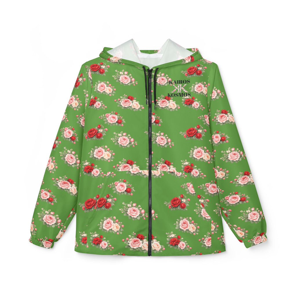 Anthos Collection Green Floral Rose Panel Windbreaker Jacket