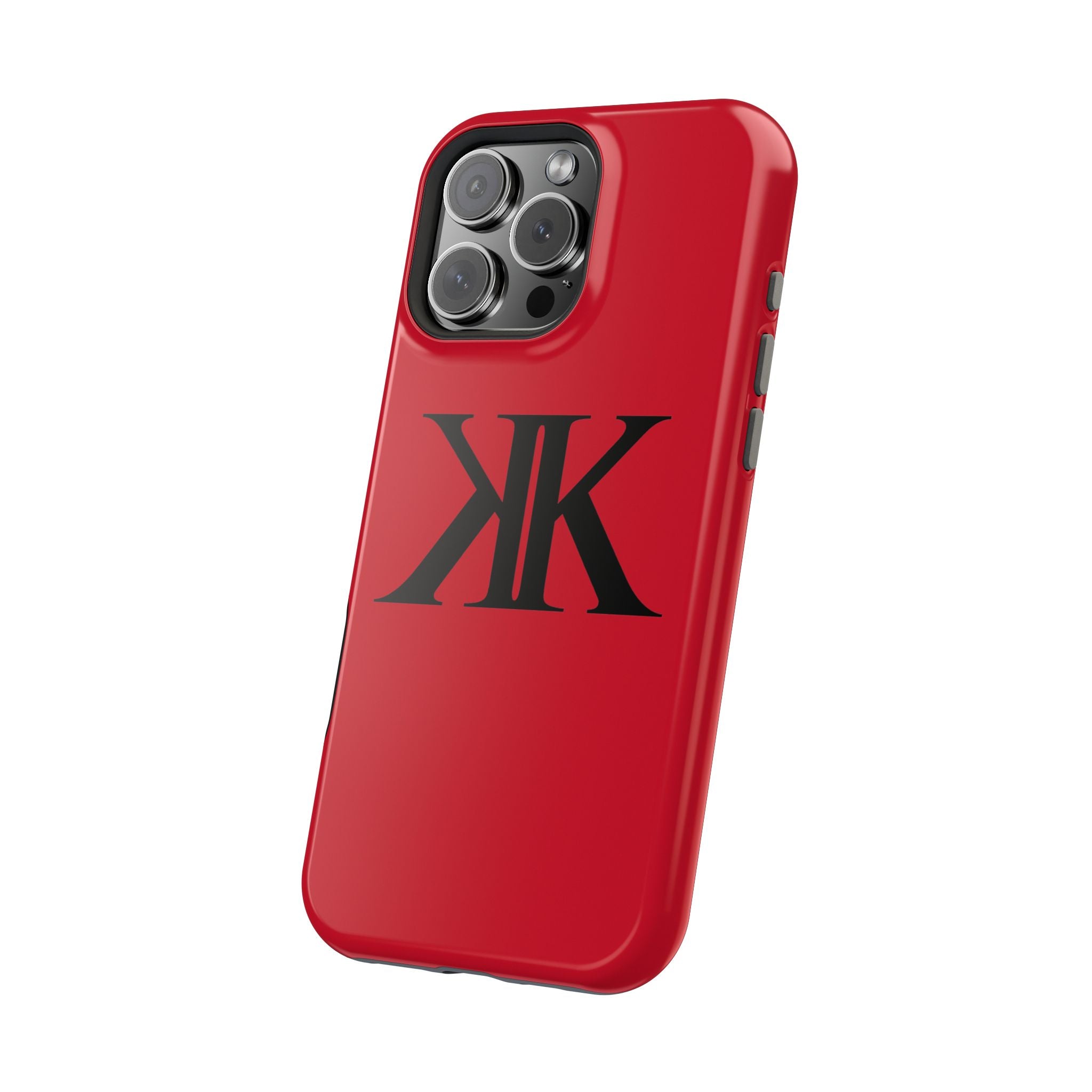 Magnetic Impact-Resistant RED Case with Bold KK Monogram