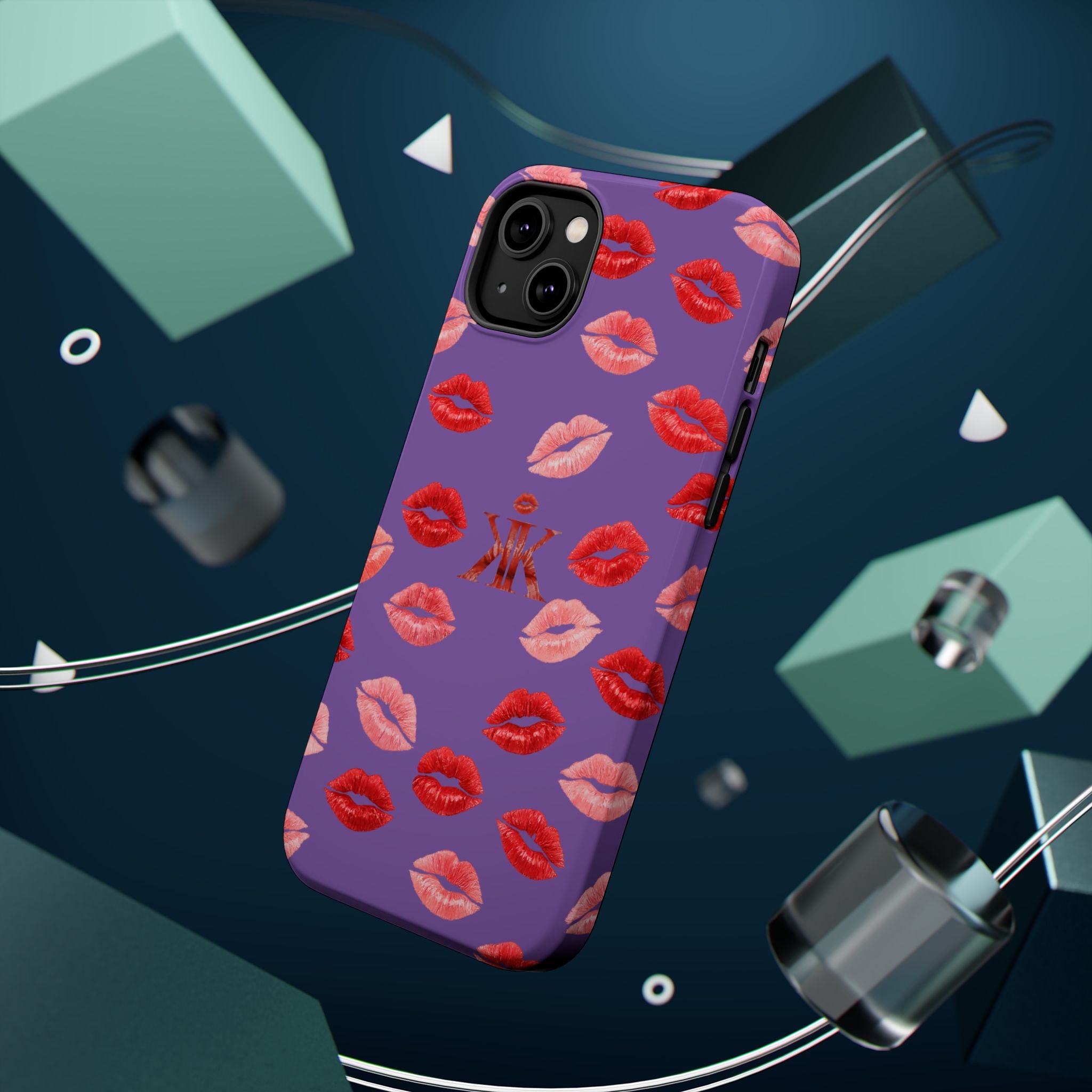 Psyche Collection Light Purple - Kiss Pattern Magnetic Impact Phone Case