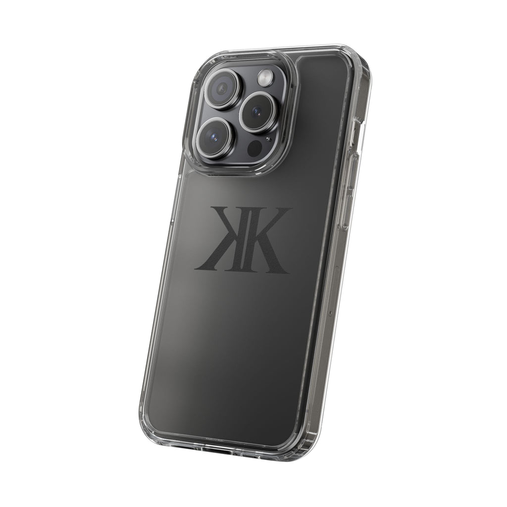 Kairos Kosmos Clear Phone Case — Minimal Black KK Monogram