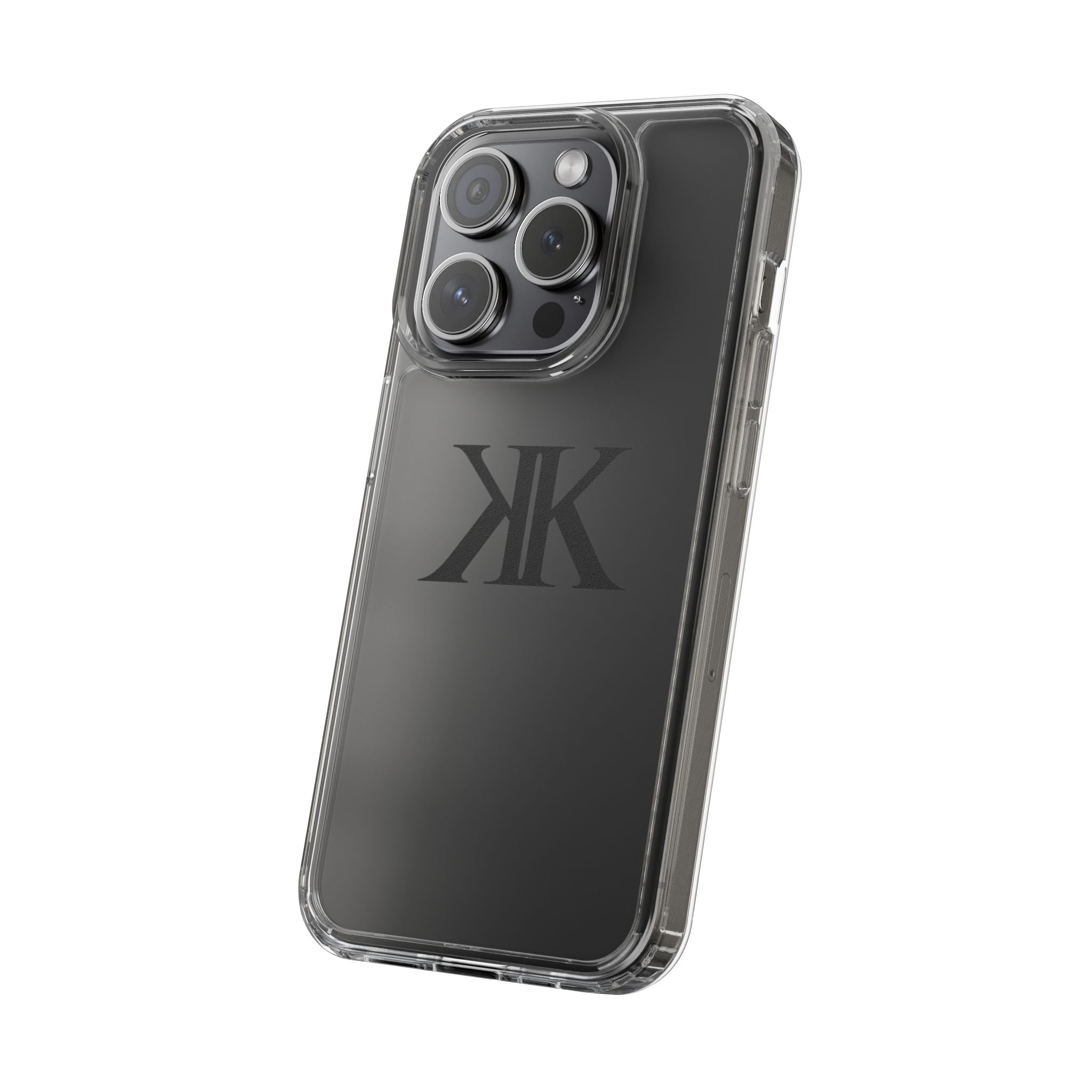 Kairos Kosmos Clear Phone Case — Minimal Black KK Monogram