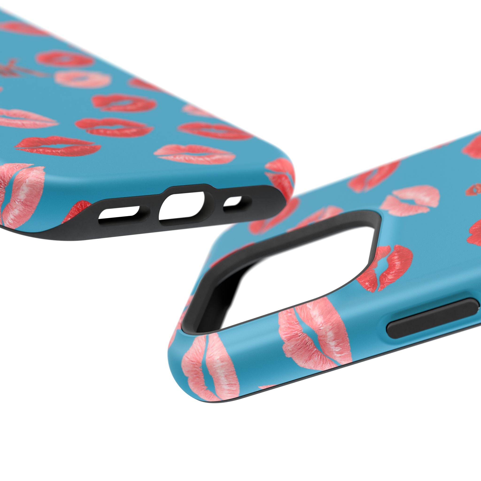 Psyche Collection Turquoise - Kiss Pattern Magnetic Impact Phone Case
