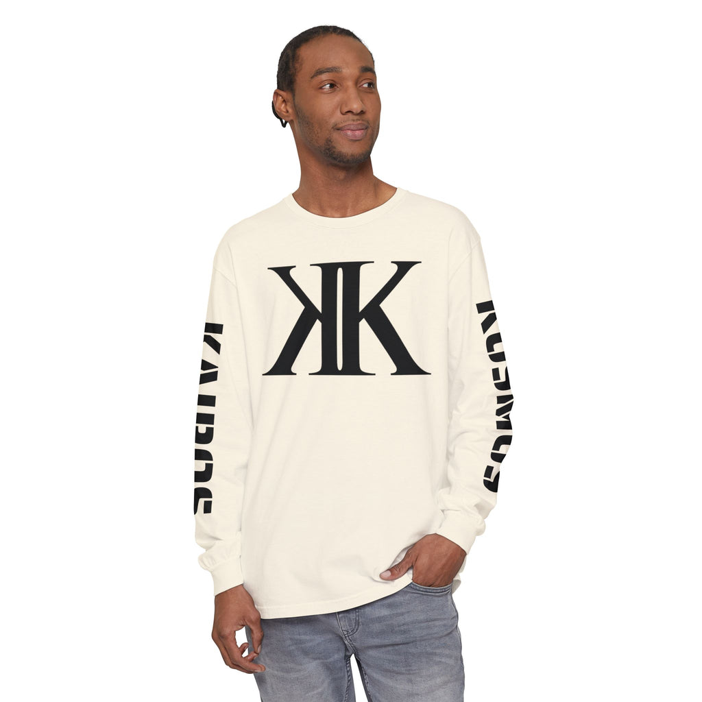 KOSMOS Monogram Uni-Sex Long Sleeve Tee — Bold Black Logo Sleeve Shirt