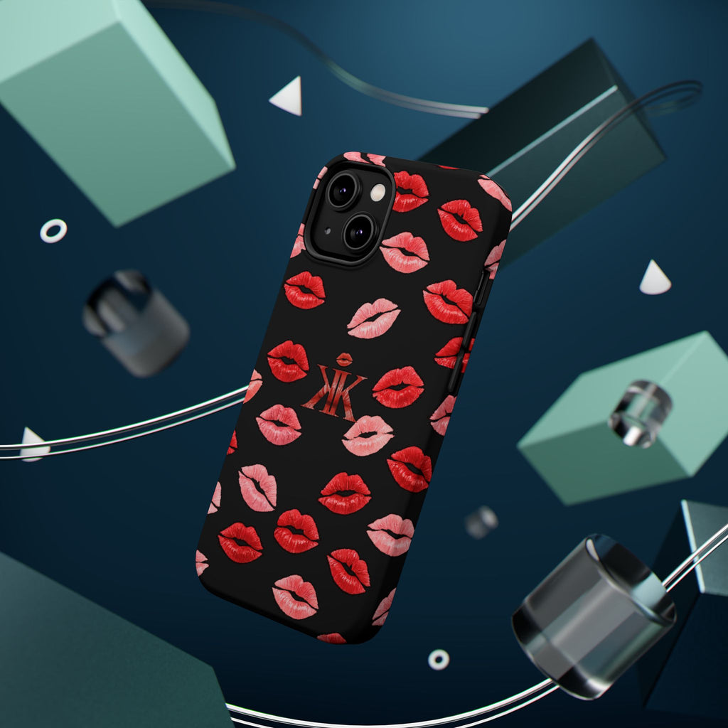 Psyche Collection BLACK - Kiss Pattern Magnetic Impact Phone Case