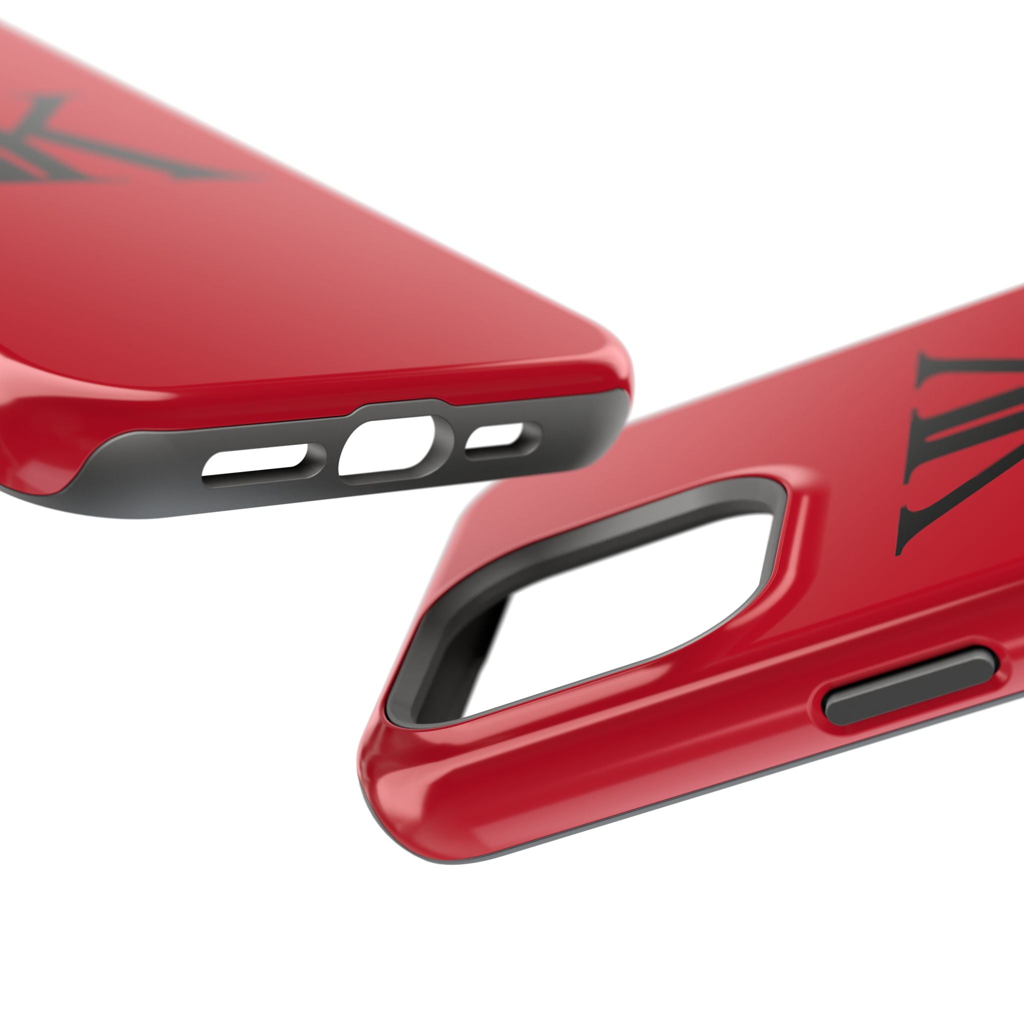Magnetic Impact-Resistant RED Case with Bold KK Monogram