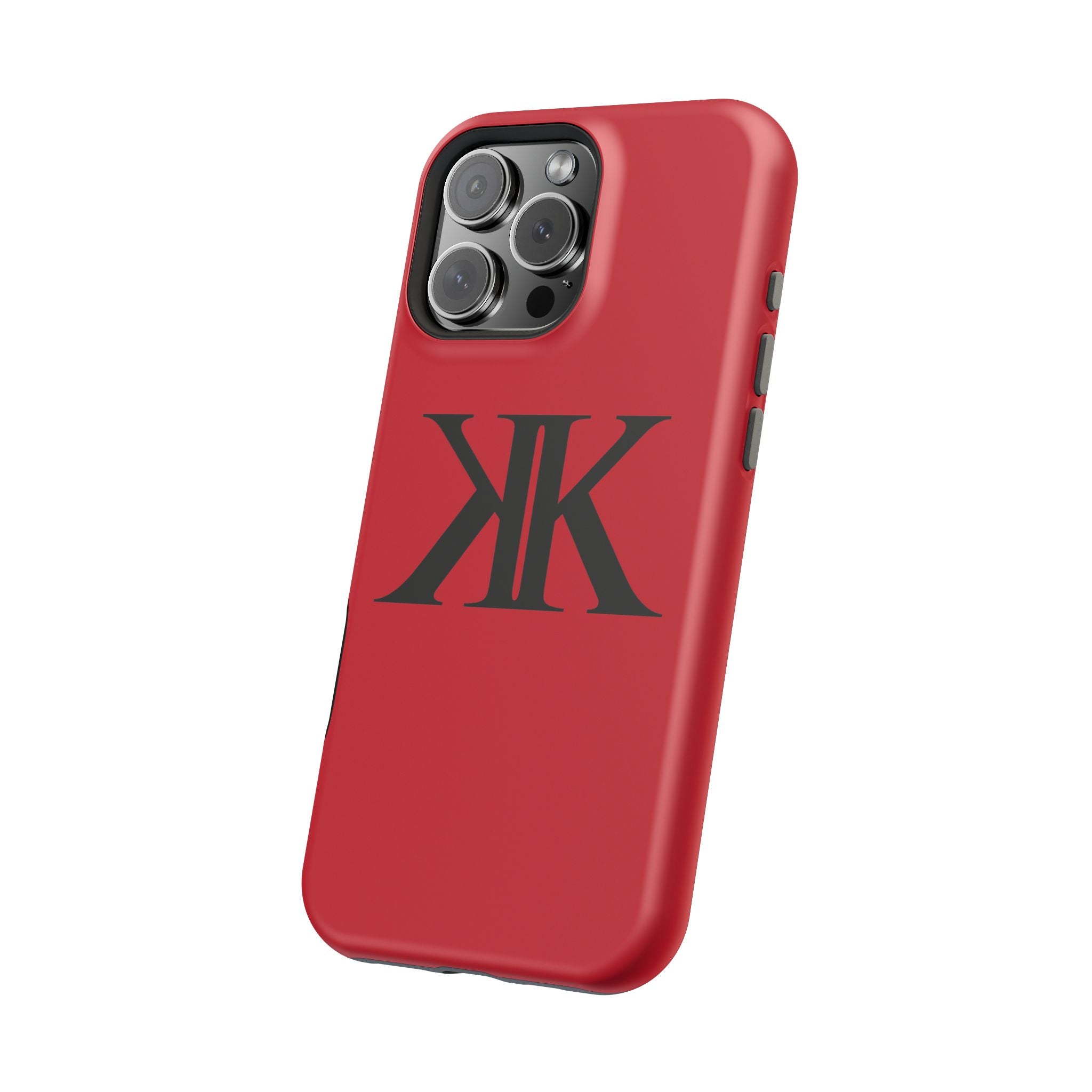 Magnetic Impact-Resistant RED Case with Bold KK Monogram