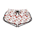 Anthos Collection Floral Stretch Women's Relaxed Shorts — Vintage Pink & Red Rose All-Over Print