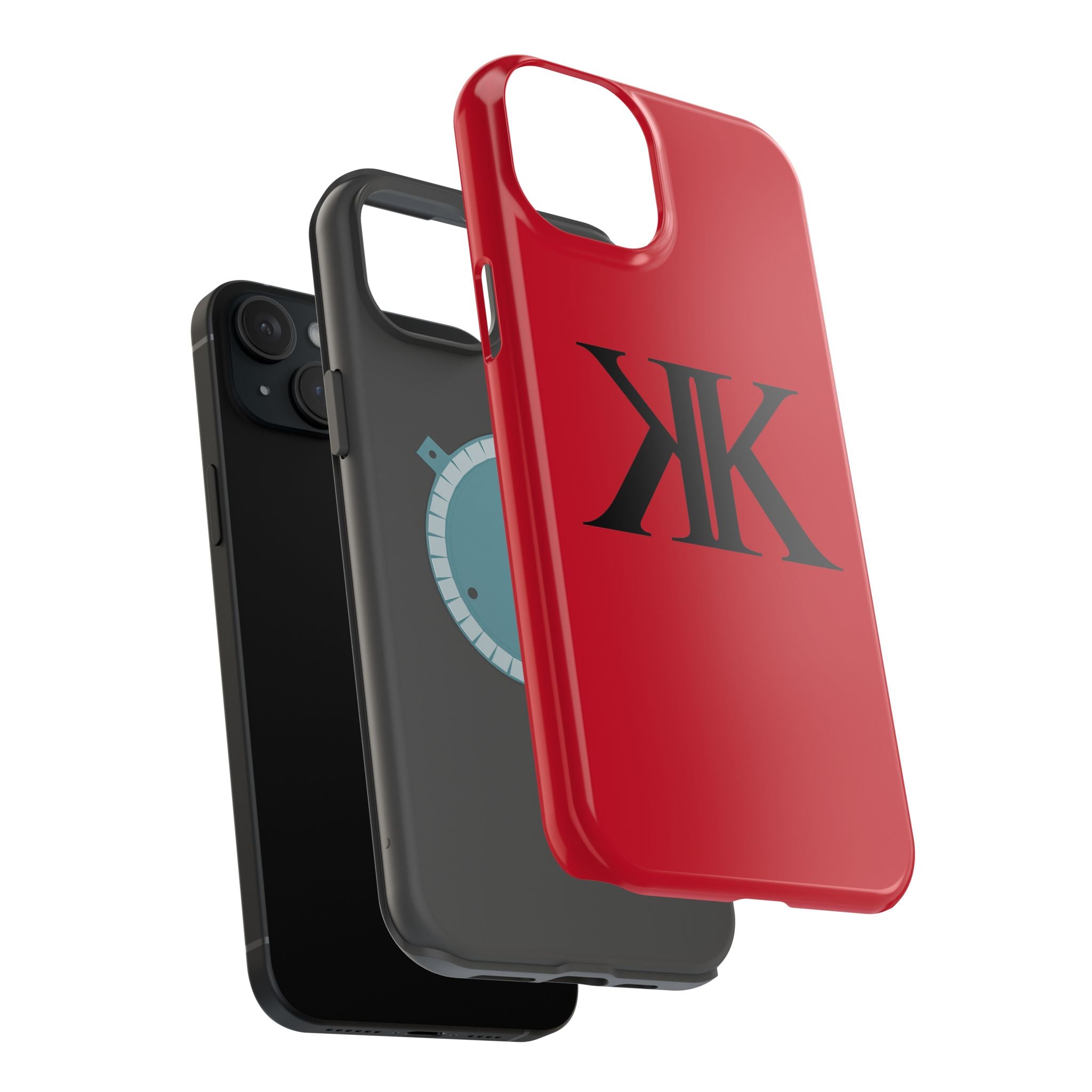 Magnetic Impact-Resistant RED Case with Bold KK Monogram