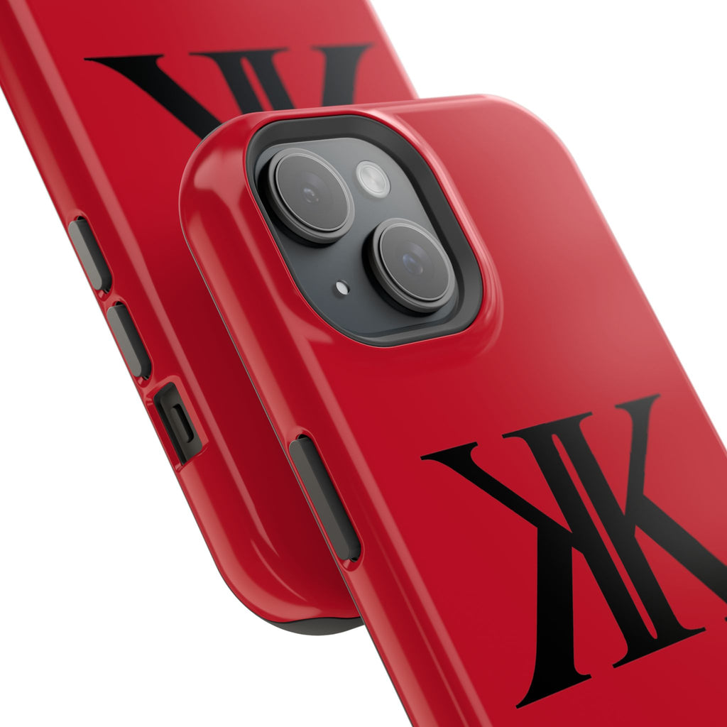 Magnetic Impact-Resistant RED Case with Bold KK Monogram