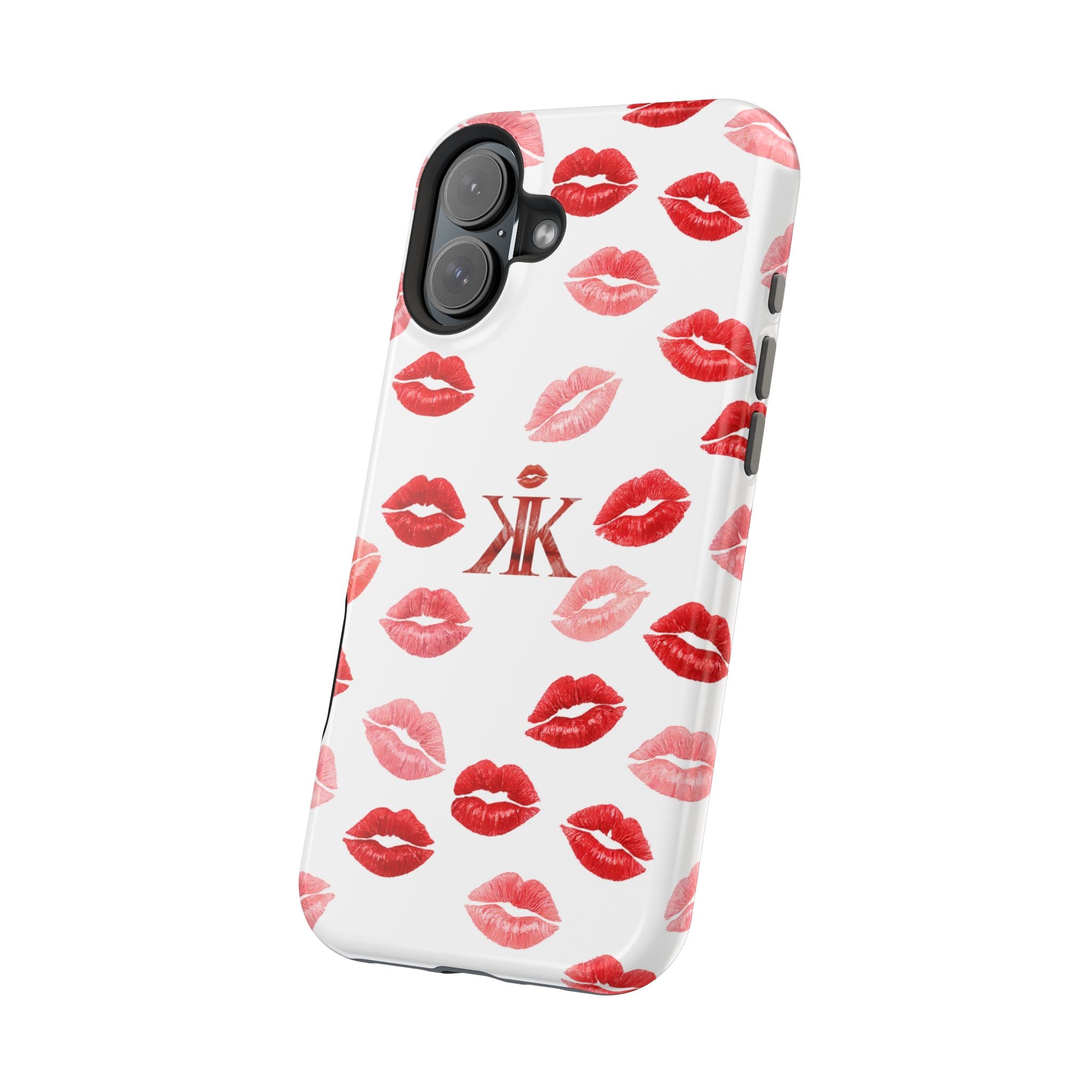 Psyche Collection White - Kiss Pattern Magnetic Impact Phone Case