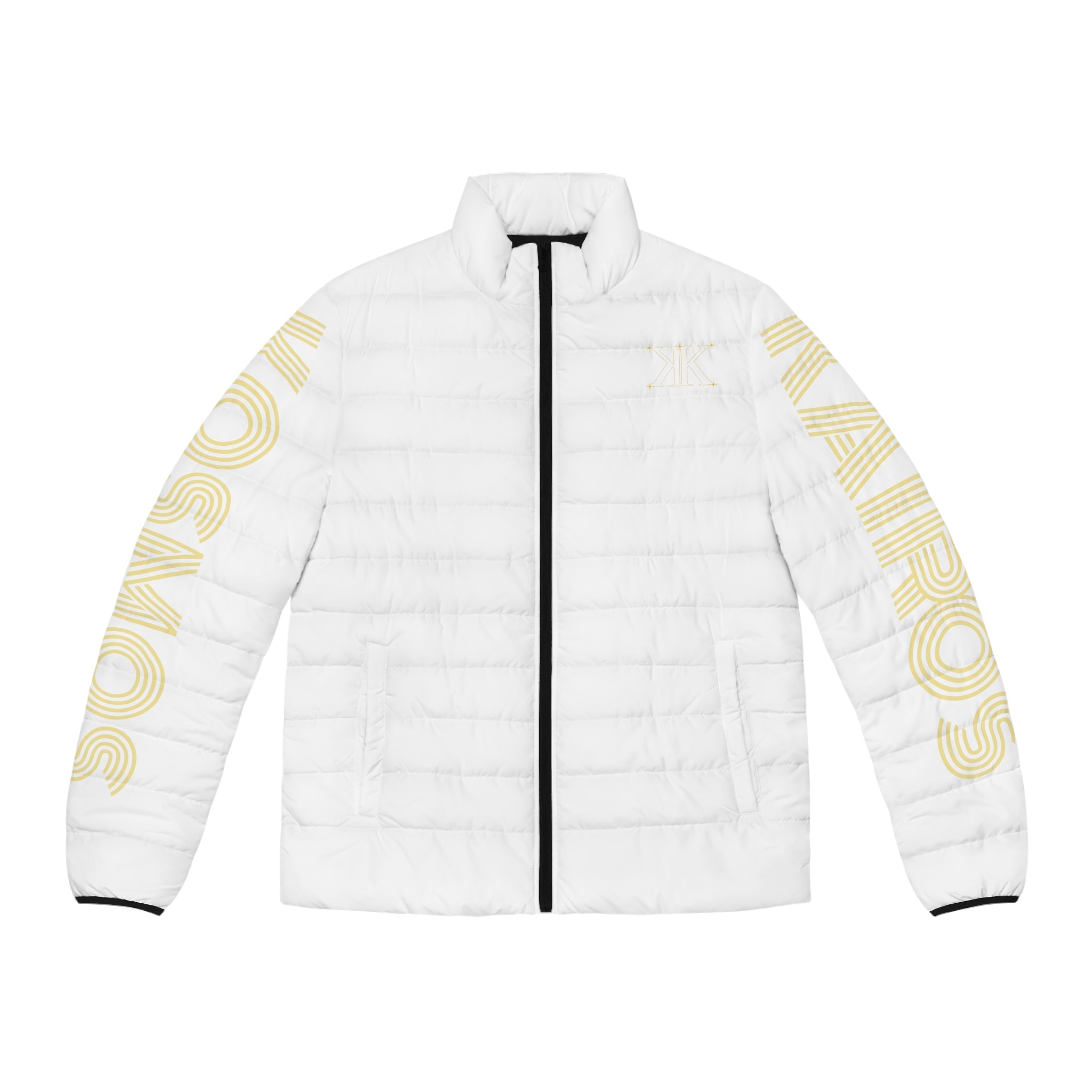 Aether Collection White Aries Puffer Jacket – Zodiac Ram Graphic Men's Jacket