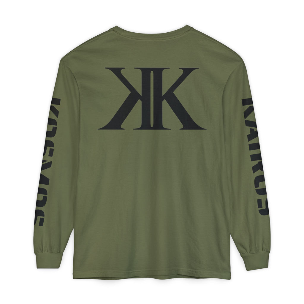 KOSMOS Monogram Uni-Sex Long Sleeve Tee — Bold Black Logo Sleeve Shirt