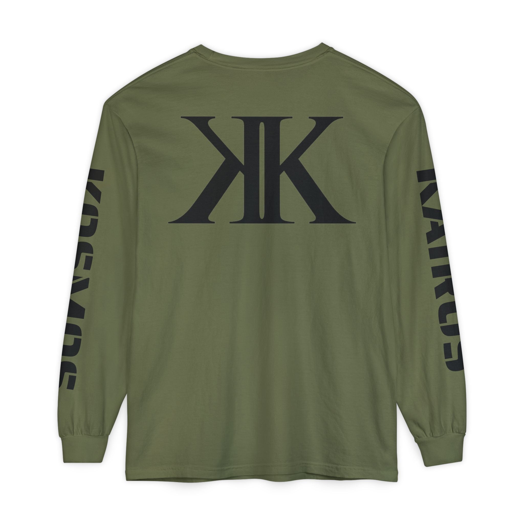 KOSMOS Monogram Uni-Sex Long Sleeve Tee — Bold Black Logo Sleeve Shirt