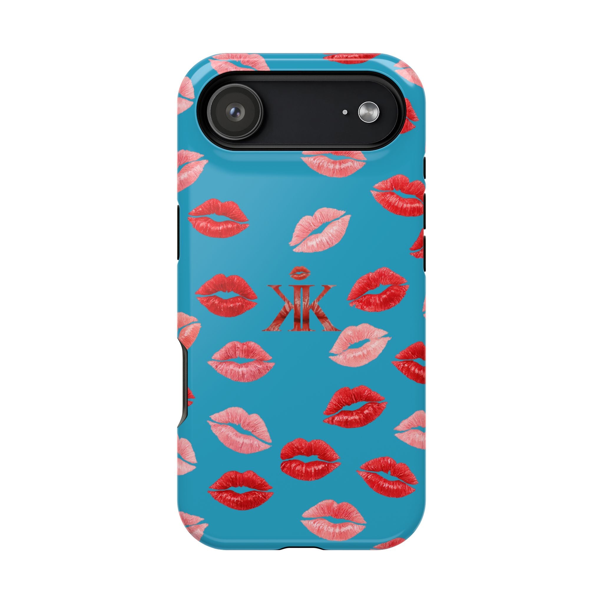 Psyche Collection Turquoise - Kiss Pattern Magnetic Impact Phone Case