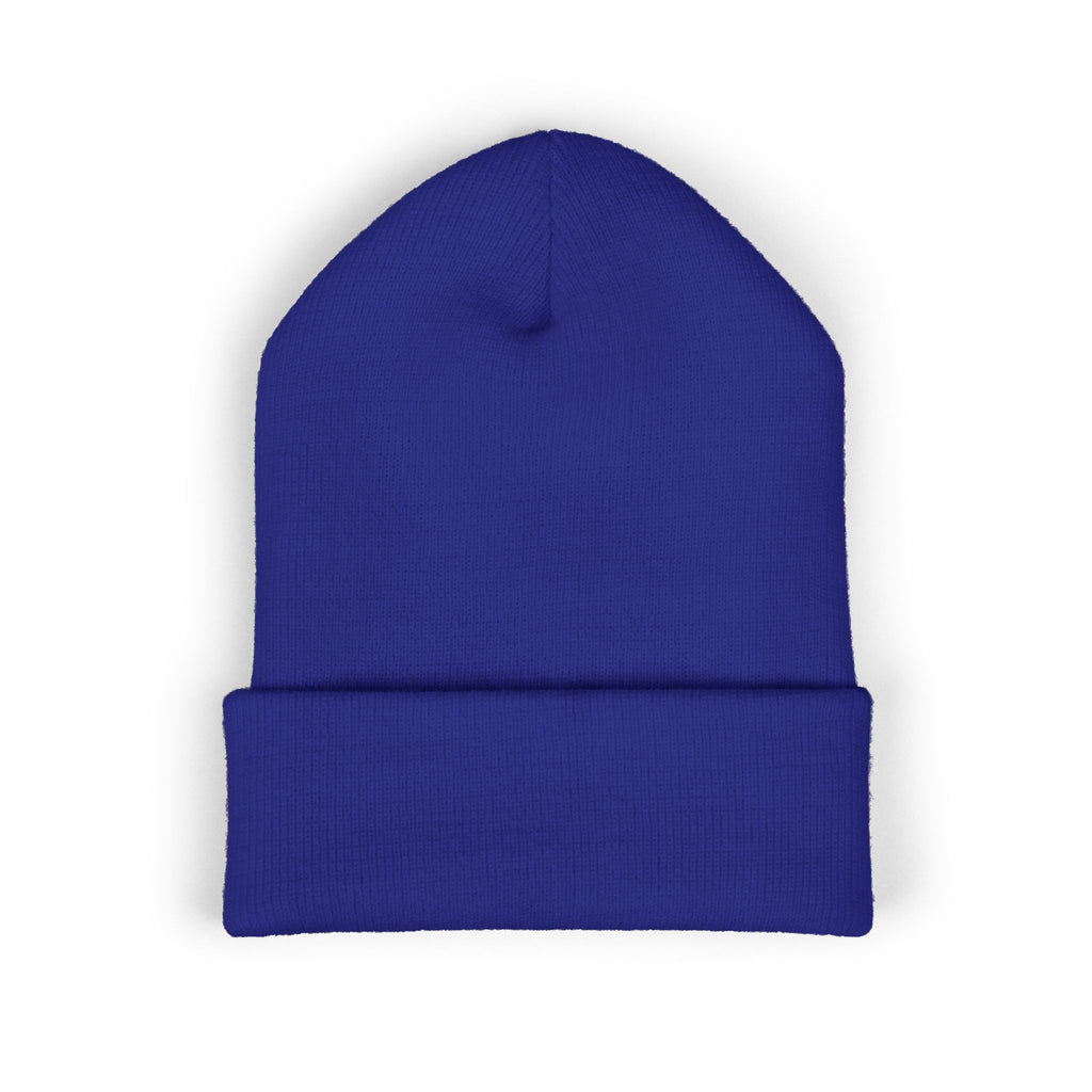 Kairos Kosmos Embroidered Cuffed Beanie — Minimal Logo Knit Hat