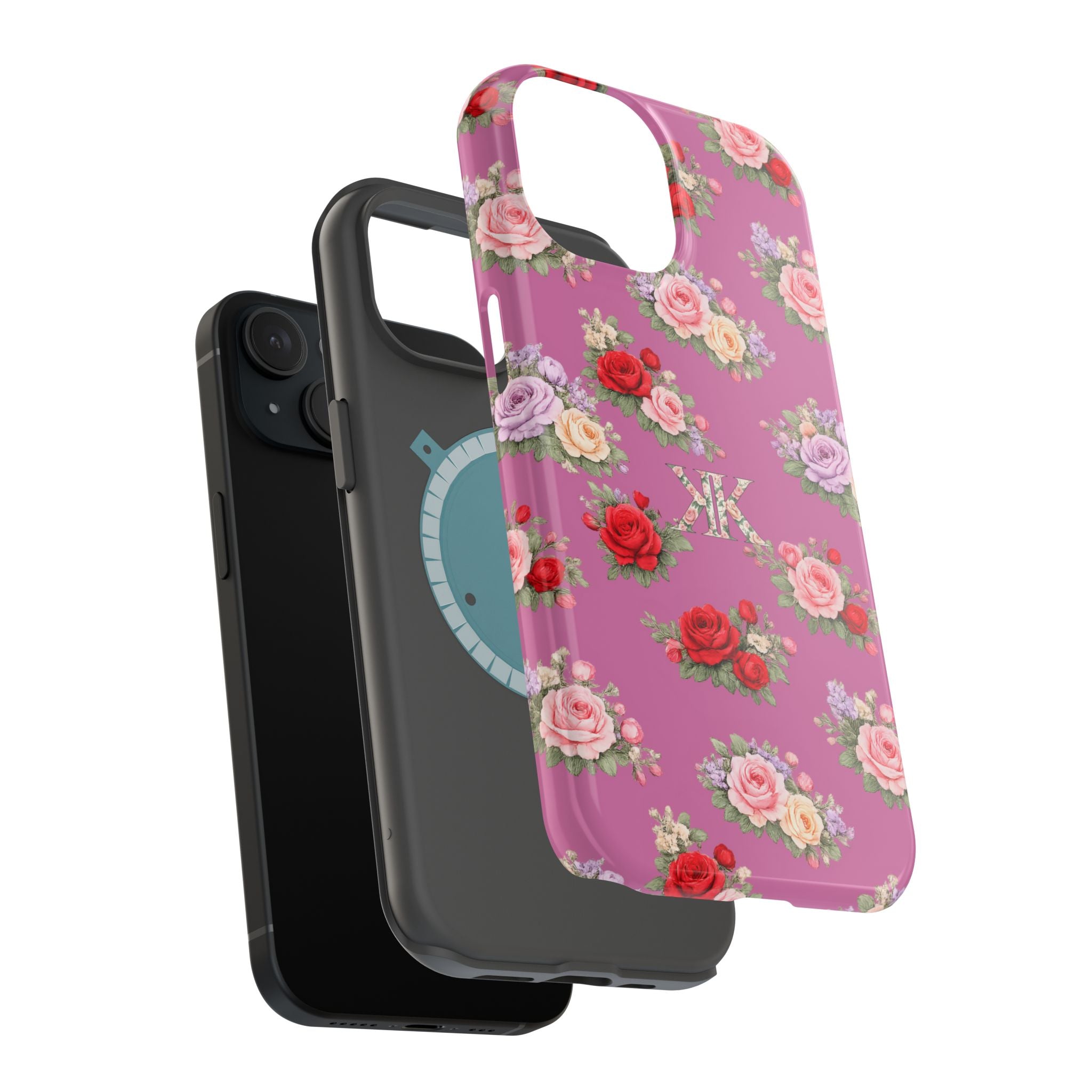 Anthos Collection Light Pink  Vintage Floral Rose Pattern Magnetic Impact-Resistant Phone Case