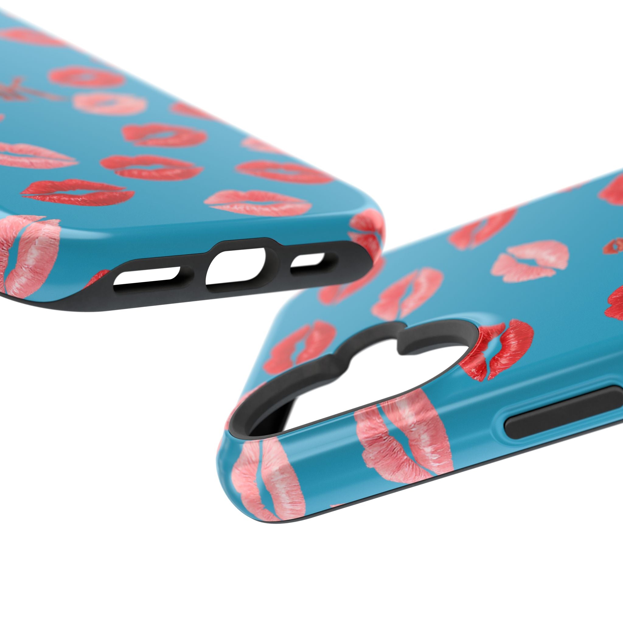 Psyche Collection Turquoise - Kiss Pattern Magnetic Impact Phone Case