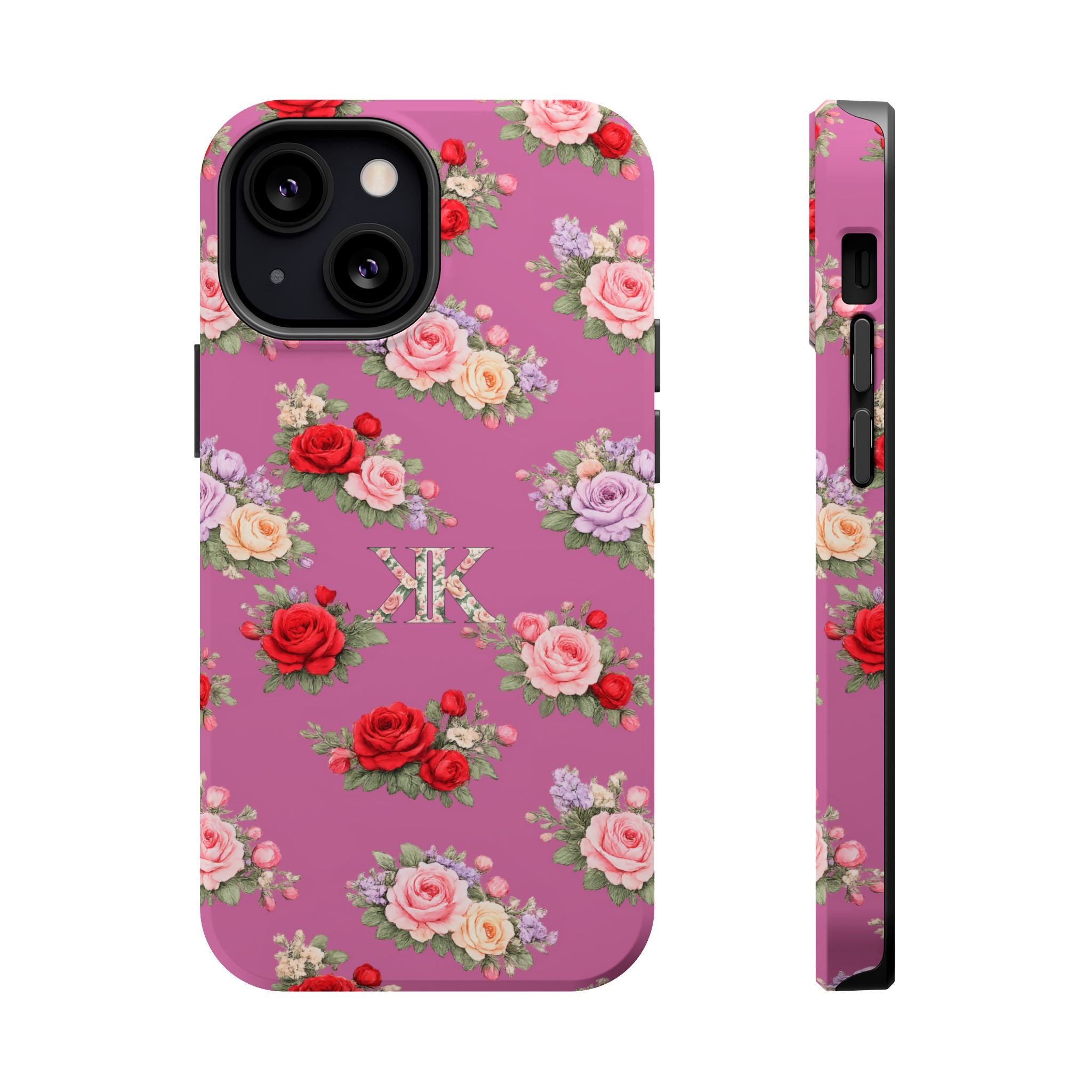 Anthos Collection Light Pink  Vintage Floral Rose Pattern Magnetic Impact-Resistant Phone Case