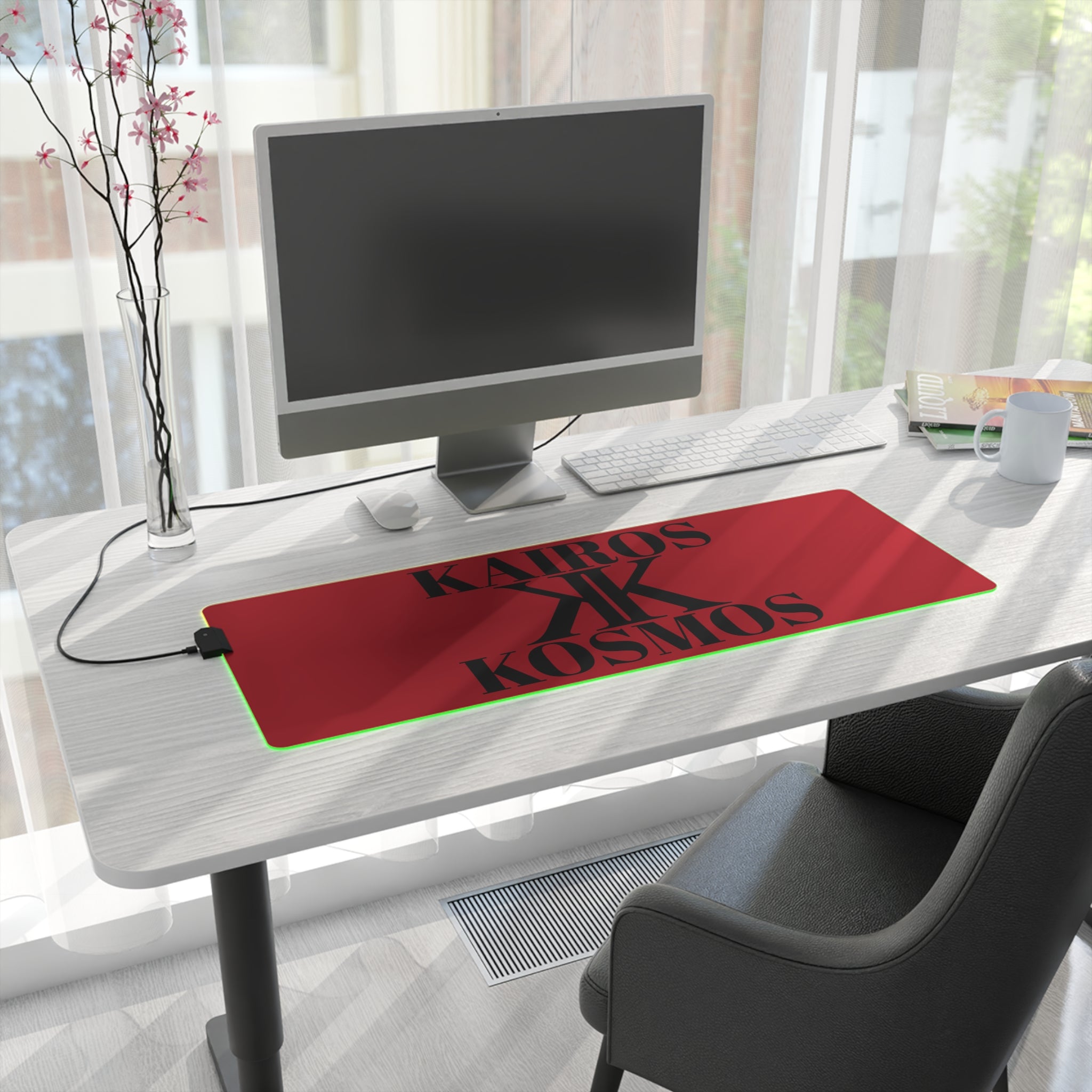LED Gaming Mouse Pad RED — Kairos Kosmos Logo RGB Desk Mat