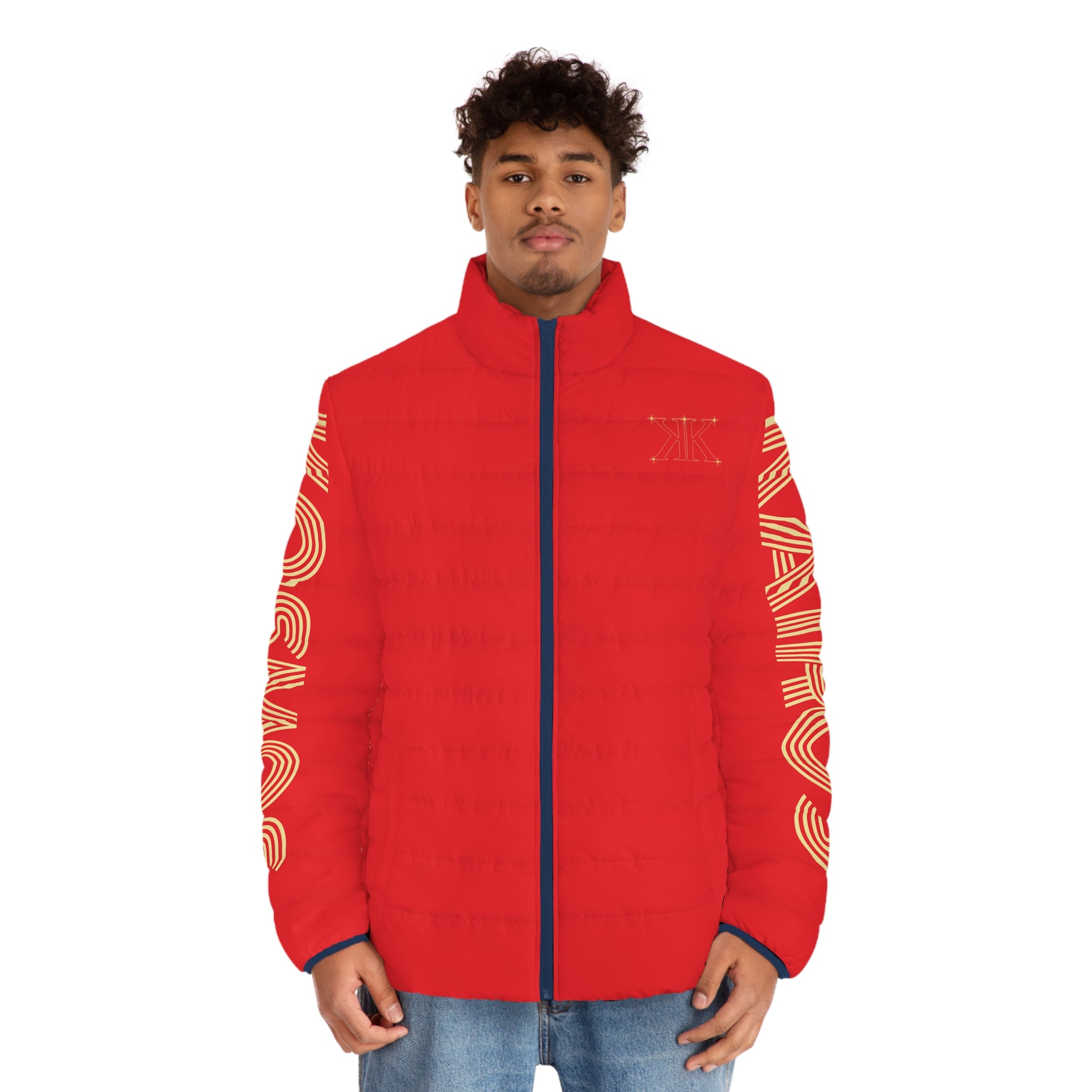 Aether Collection RED Aries Puffer Jacket – Zodiac Ram Graphic Men's Jacket