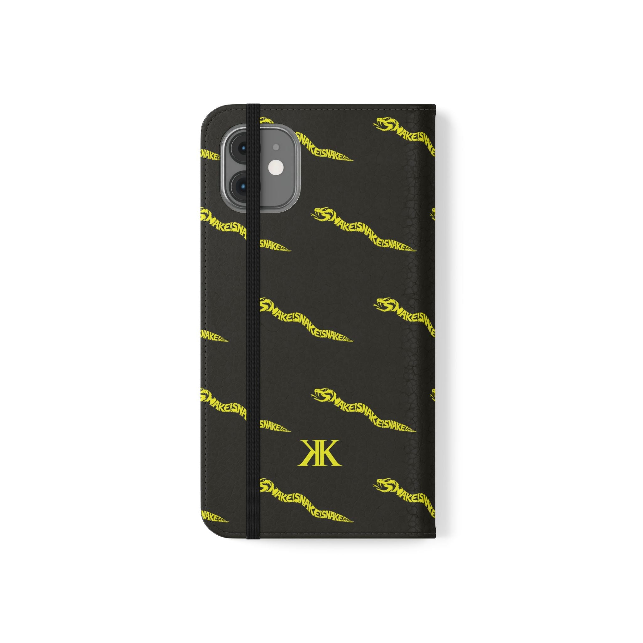 Aspis Collection Flip Case Phone Wallet — Black & Gold Kairos Kosmos Pattern