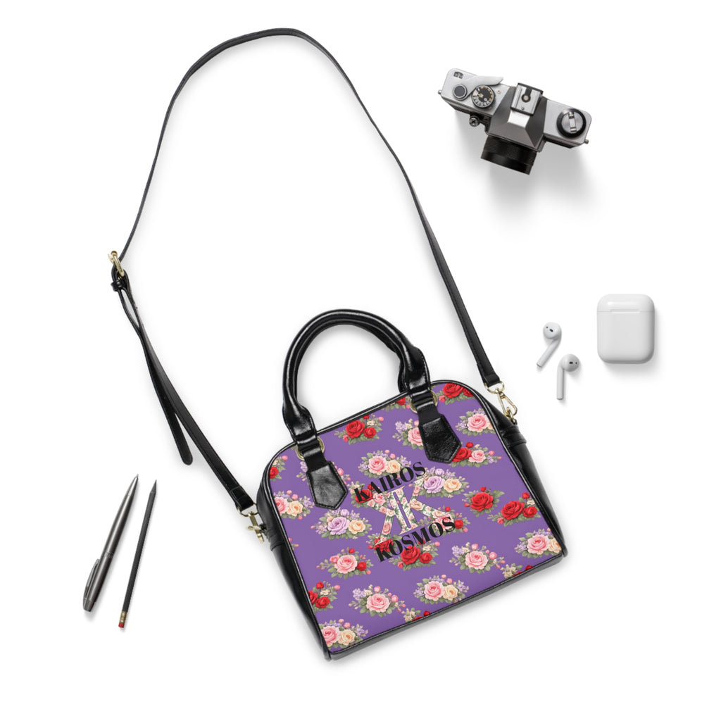Anthos Collection Light Purple Vintage Floral 'Kairos Kosmos' Shoulder Handbag