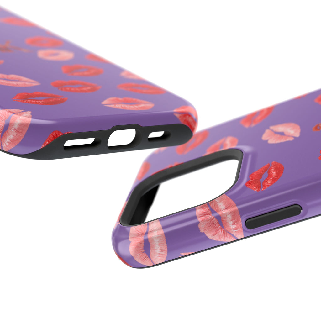 Psyche Collection Light Purple - Kiss Pattern Magnetic Impact Phone Case