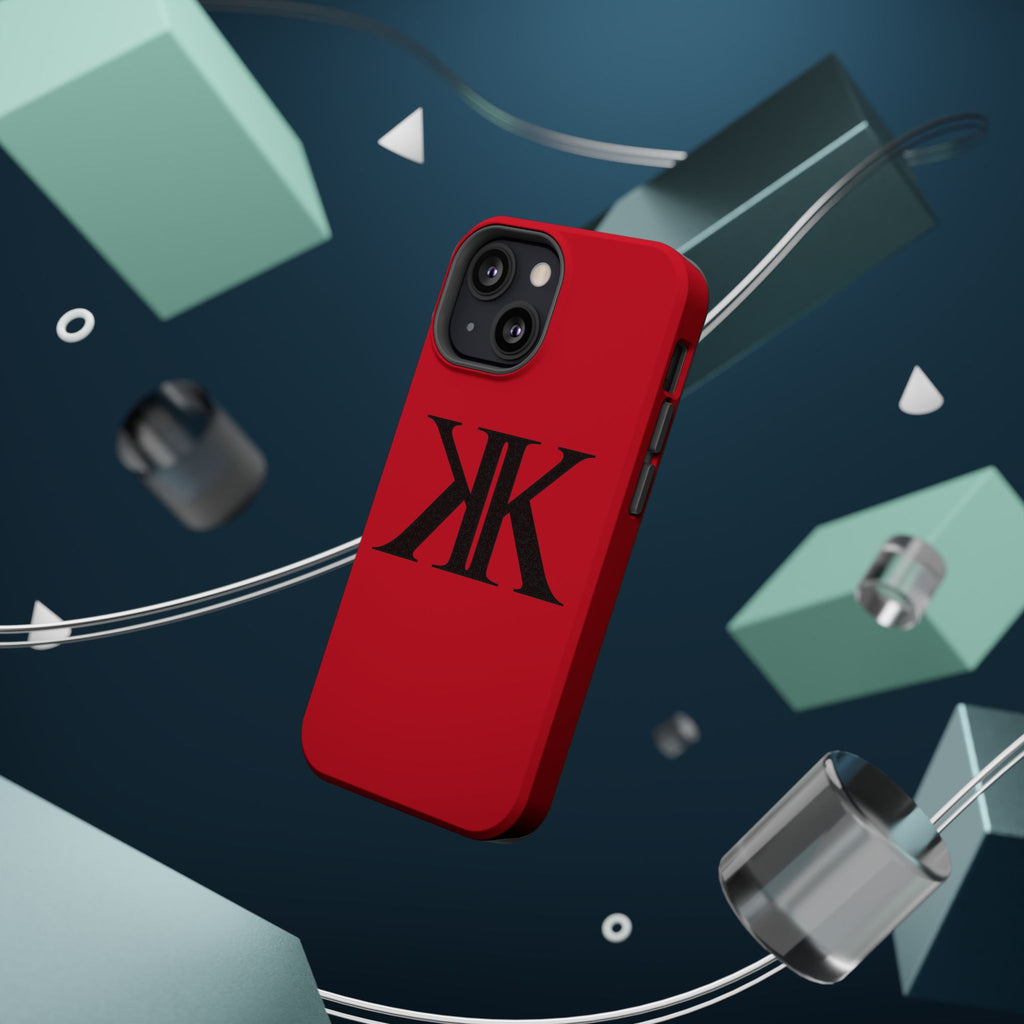 Magnetic Impact-Resistant RED Case with Bold KK Monogram