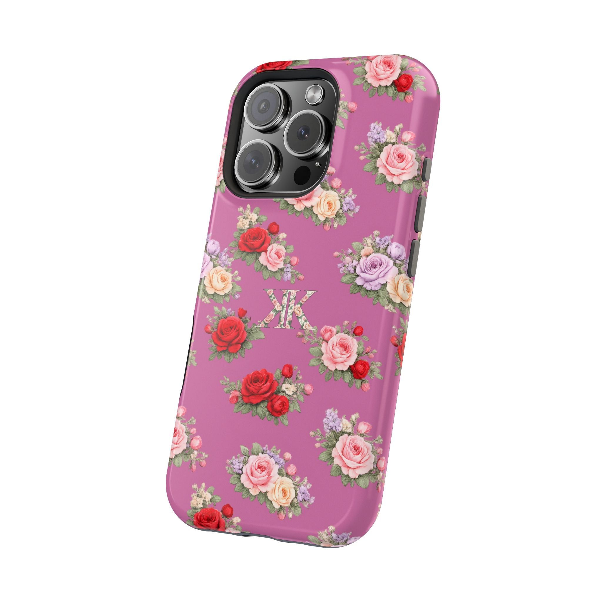Anthos Collection Light Pink  Vintage Floral Rose Pattern Magnetic Impact-Resistant Phone Case