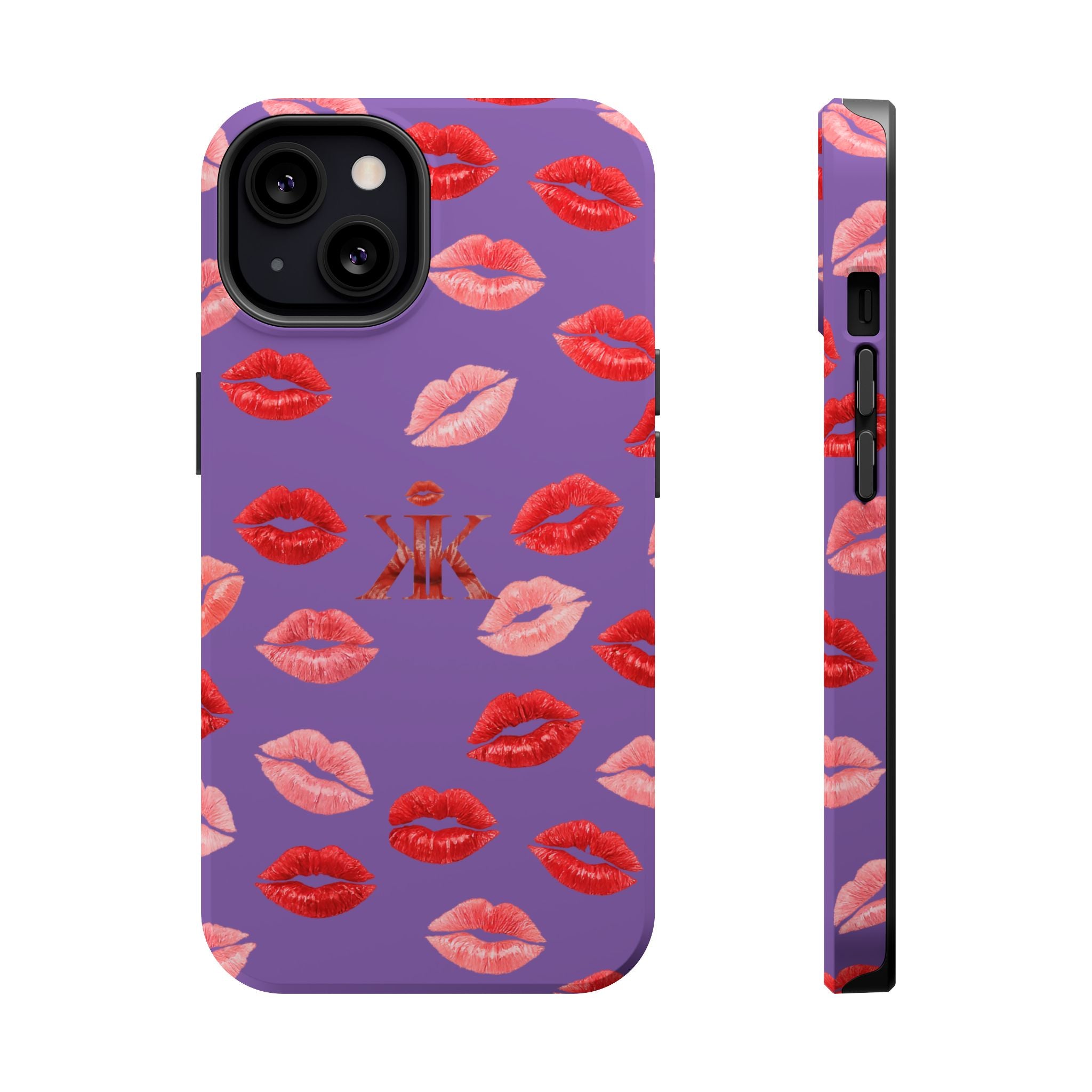Psyche Collection Light Purple - Kiss Pattern Magnetic Impact Phone Case