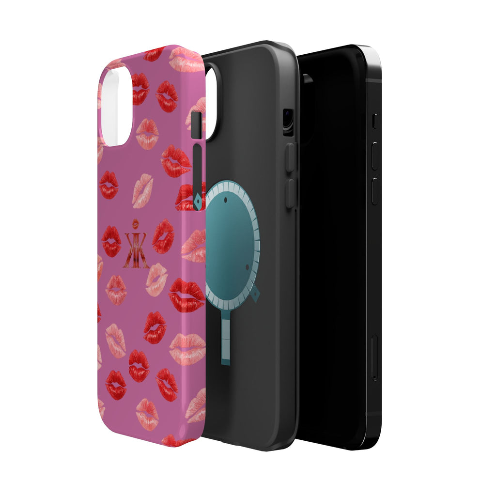 Psyche Collection Light Pink - Kiss Pattern Magnetic Impact Phone Case